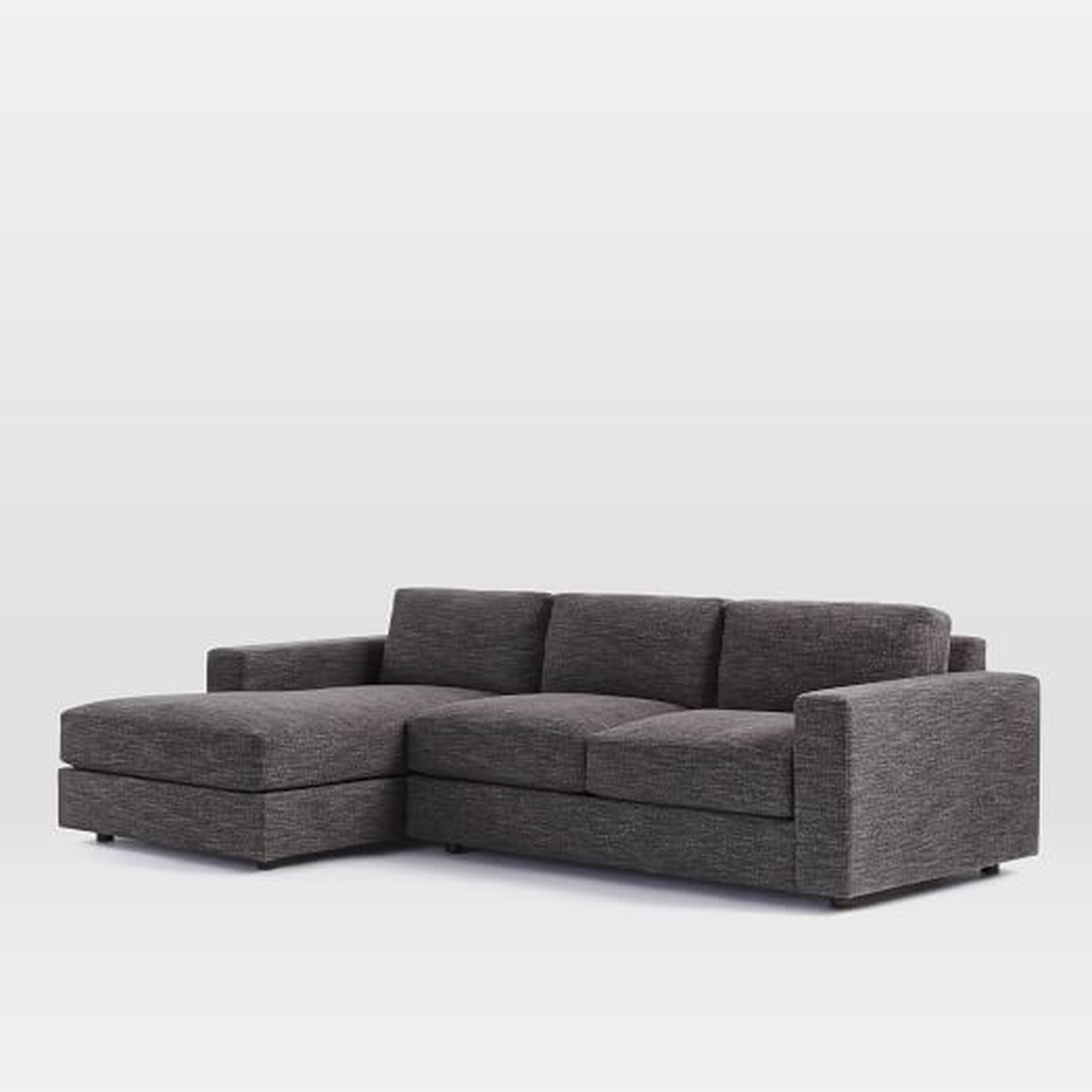 Urban 2-Piece Chaise Sectional - Small (Left Chaise), Heathered Tweed Charcoal - West Elm