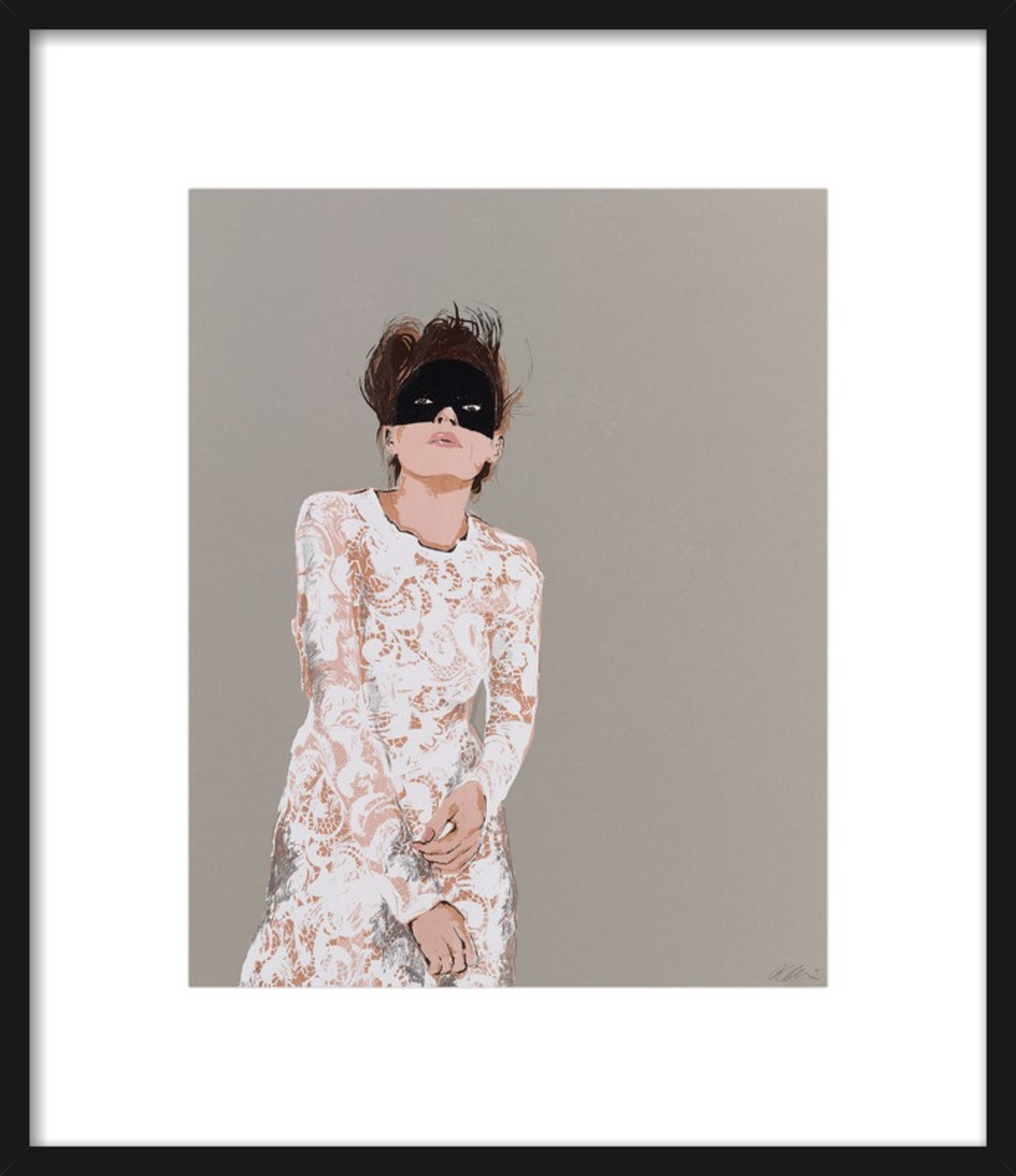 Woman in Mask - 14" x 17" - Black Frame - No mat - Artfully Walls