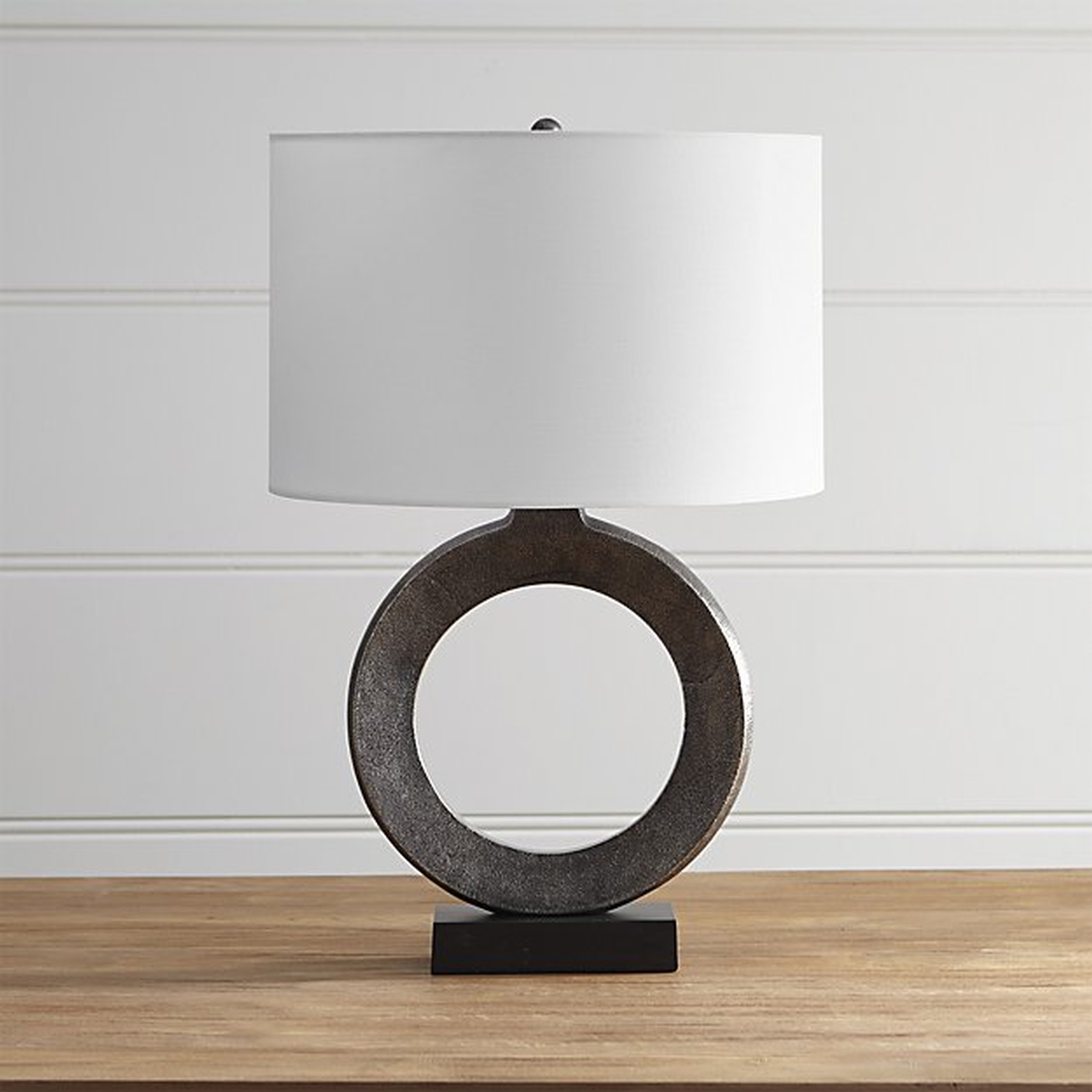 Crest Silver Table Lamp with White Shade - Crate and Barrel