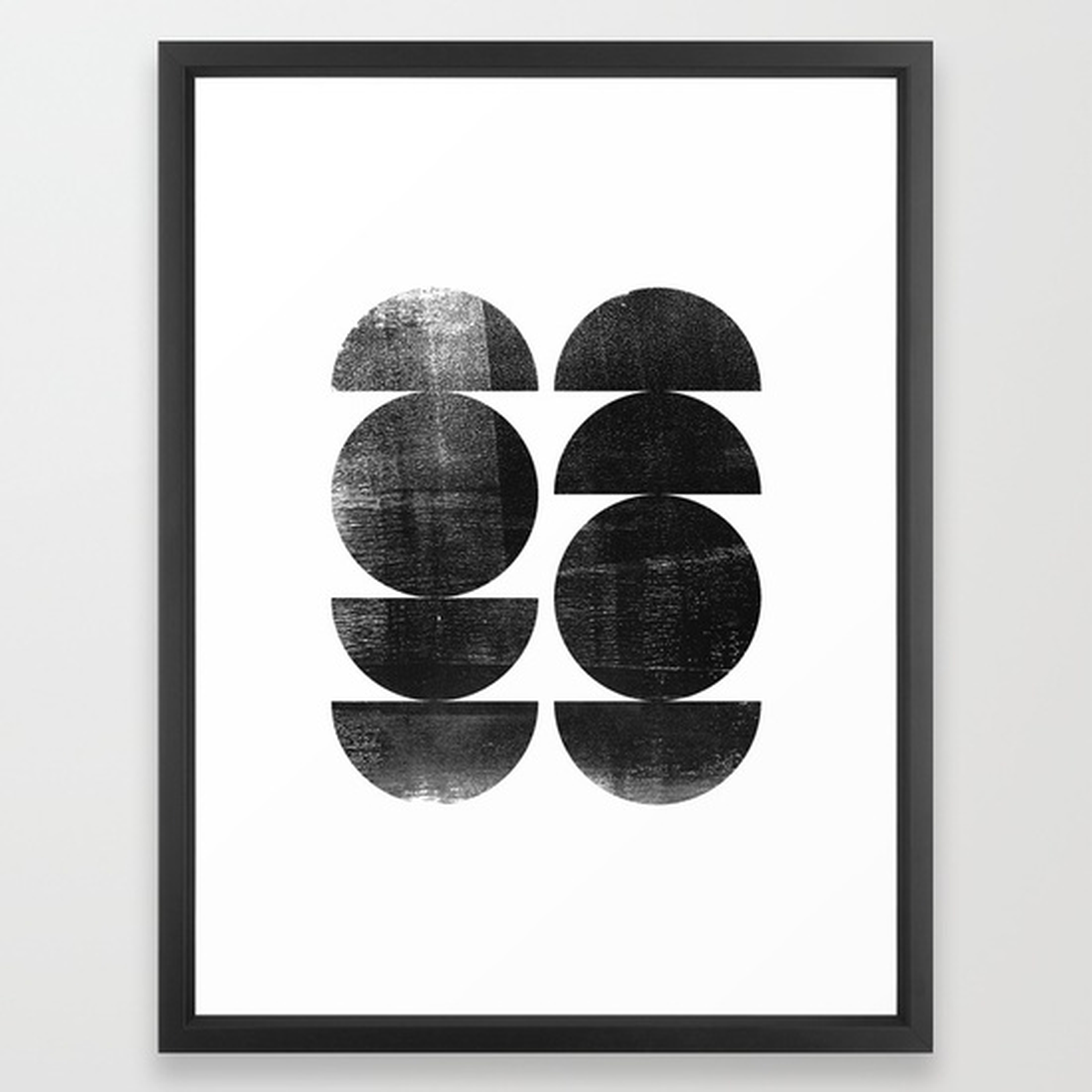 Black and White Mid Century Modern Circles Abstract Art Print - 20" x 26" - Black Frame - Society6