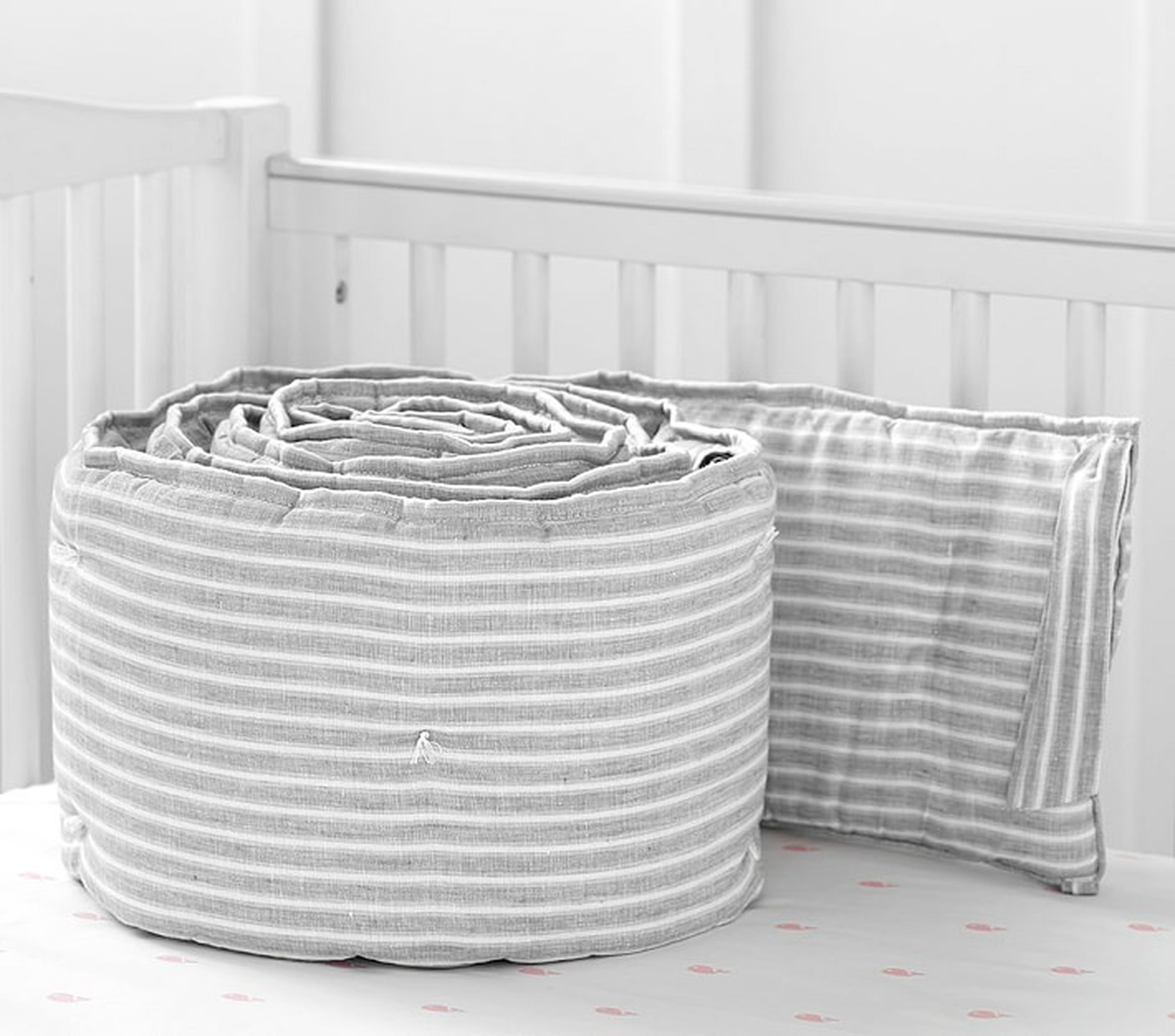 Nursery Bumper Bedding Set: Bumper, Crib Fitted Sheet & Crib Skirt - GRAY - Pottery Barn Kids