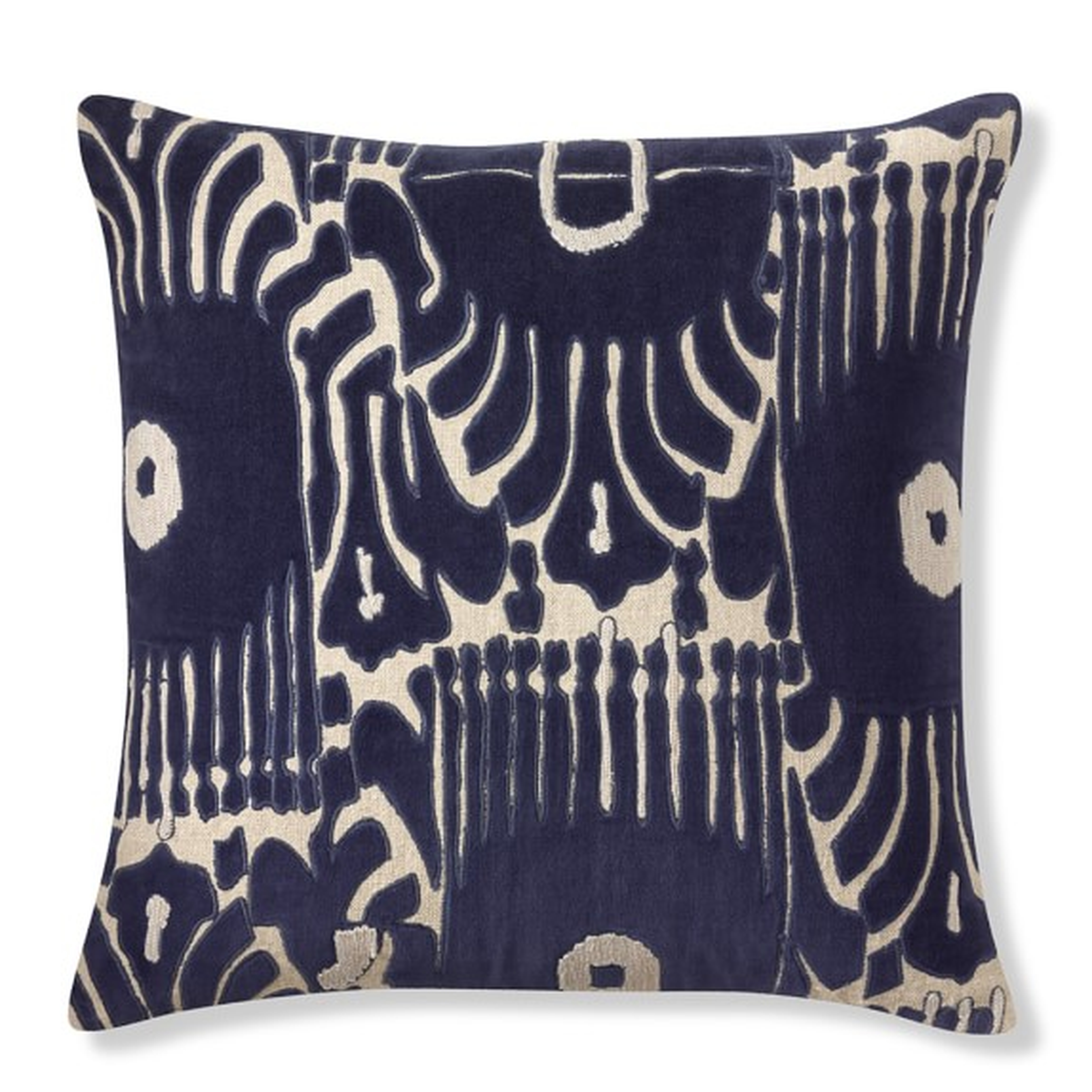 Velvet Ikat Applique Pillow Cover, Navy/Natural - Williams Sonoma Home