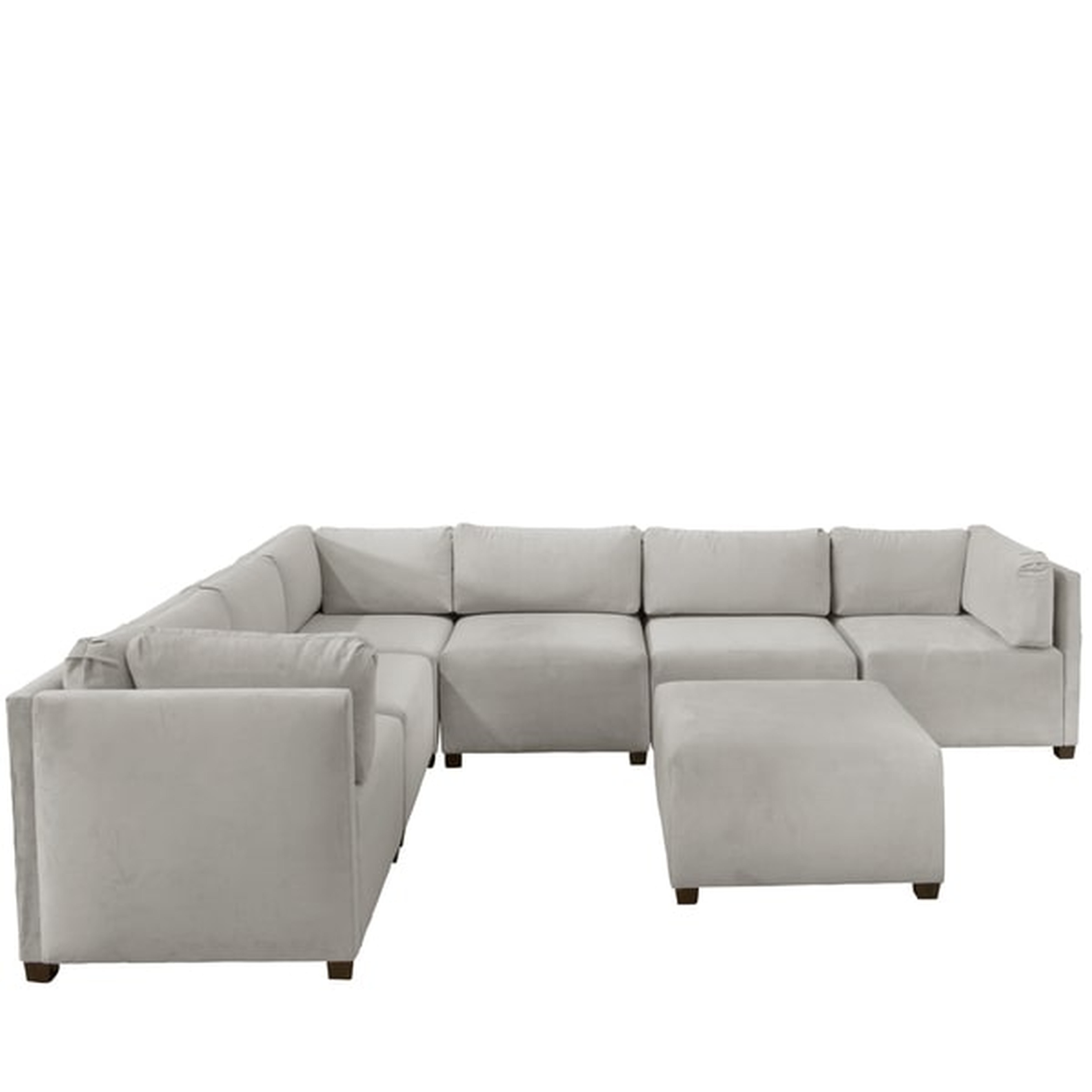 Third & Vine Velvet Light Grey Sectional Sofa - Skyline Furniture