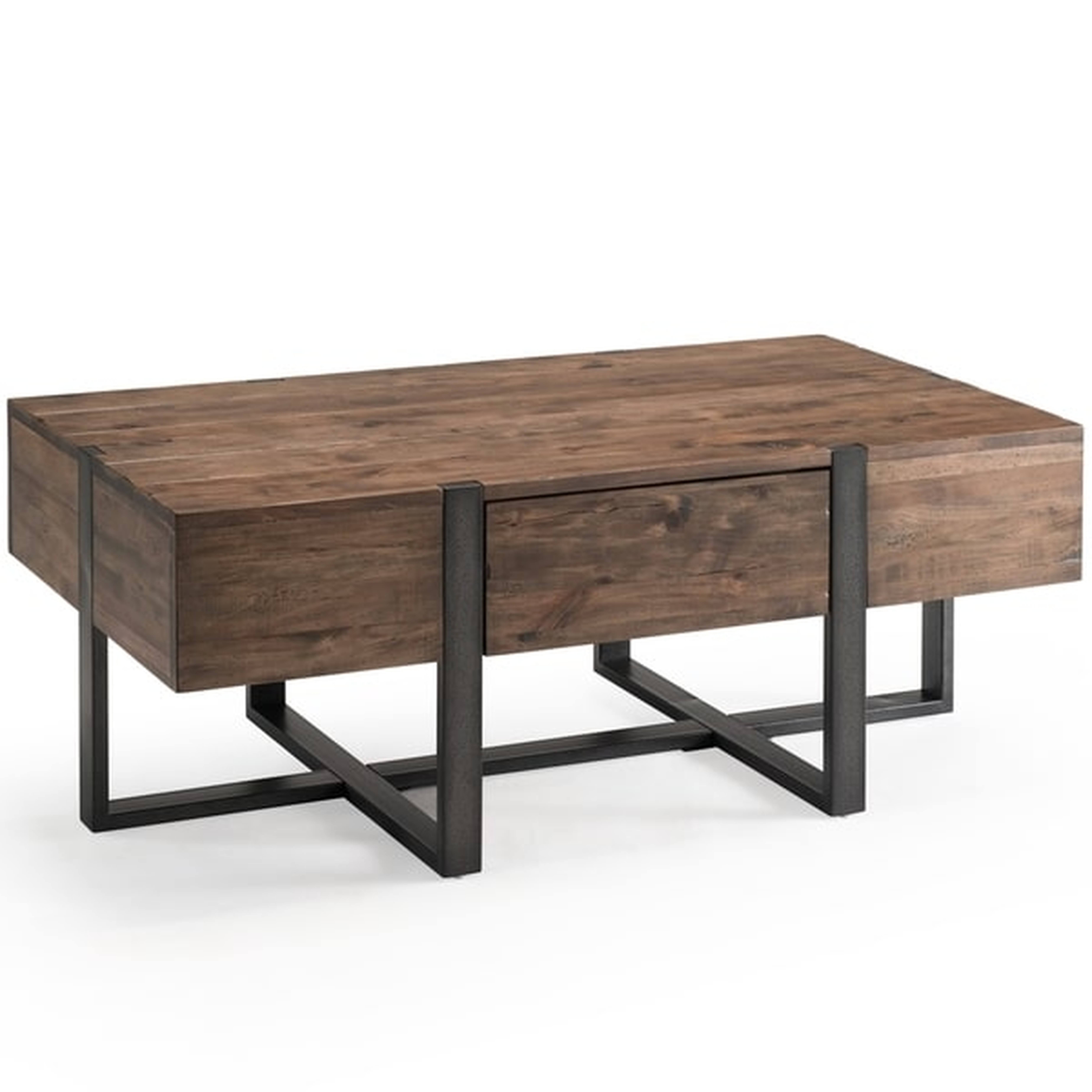 Magnussen Home Furnishings Prescott Rustic Honey Reclaimed Wood Condo Coffee Table with Metal Base - Overstock