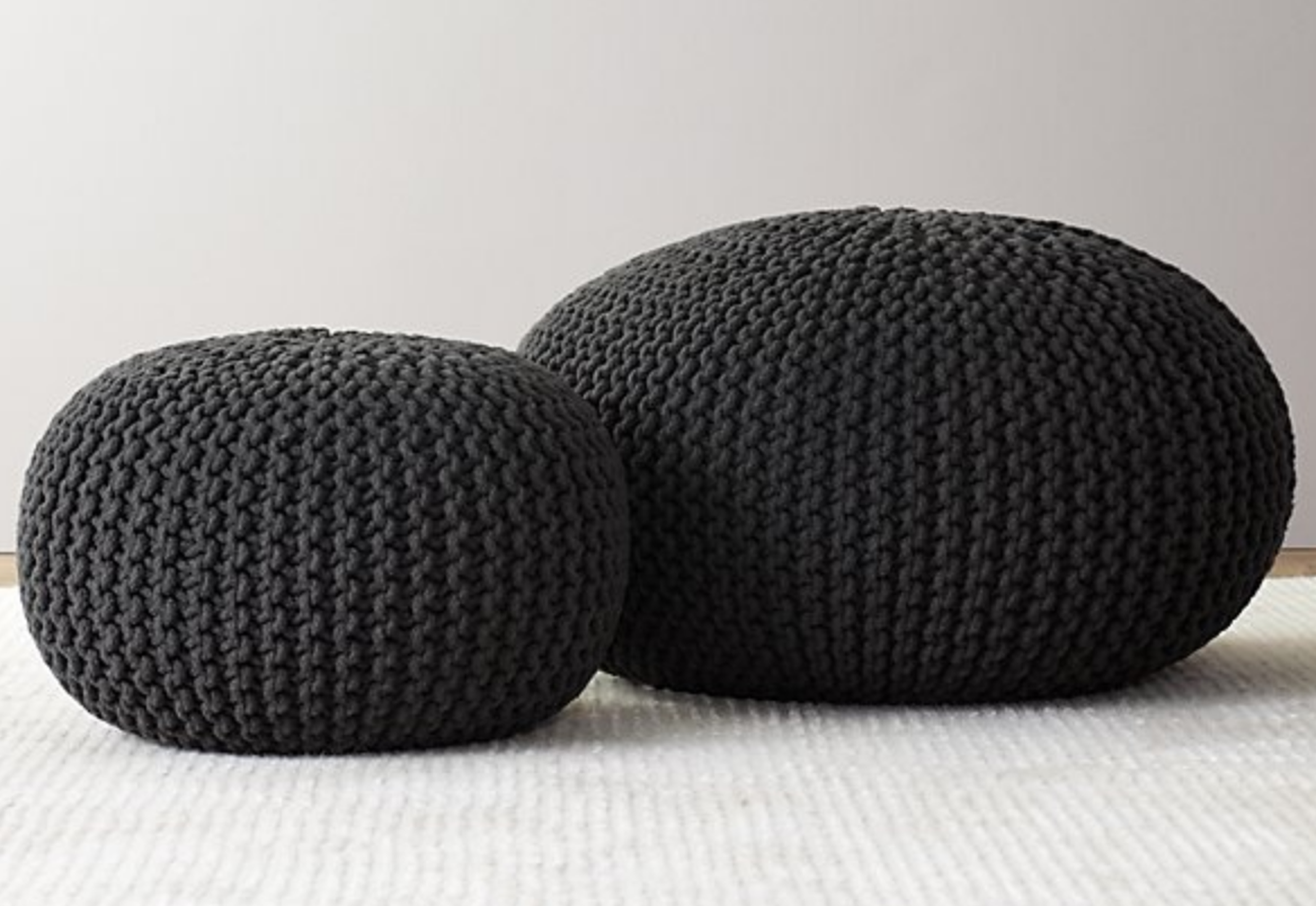 Knit Cotton Round Pouf - Charcoal - RH Baby & Child