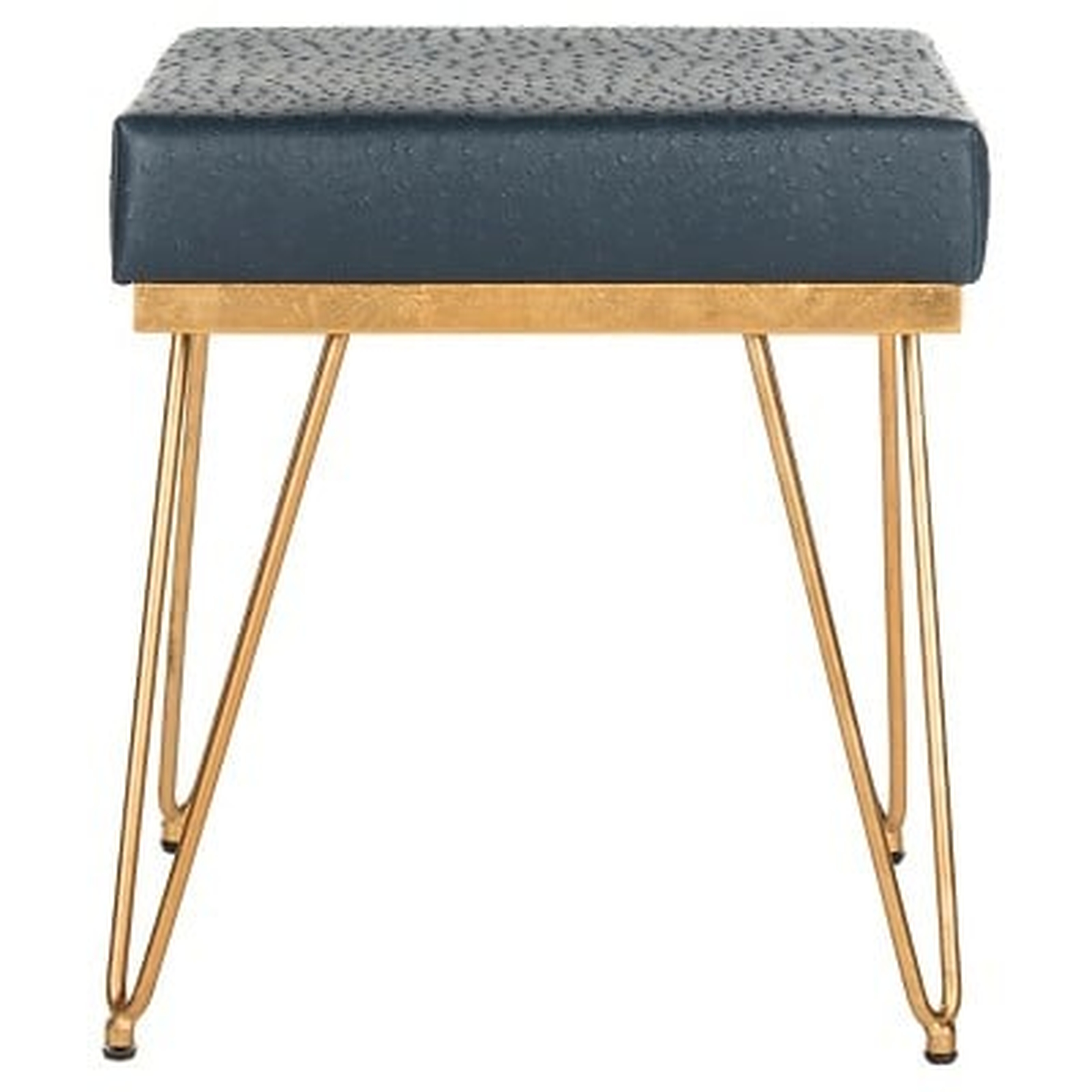 Jenine Faux Ostrich Square Bench - Navy - Arlo Home - Arlo Home