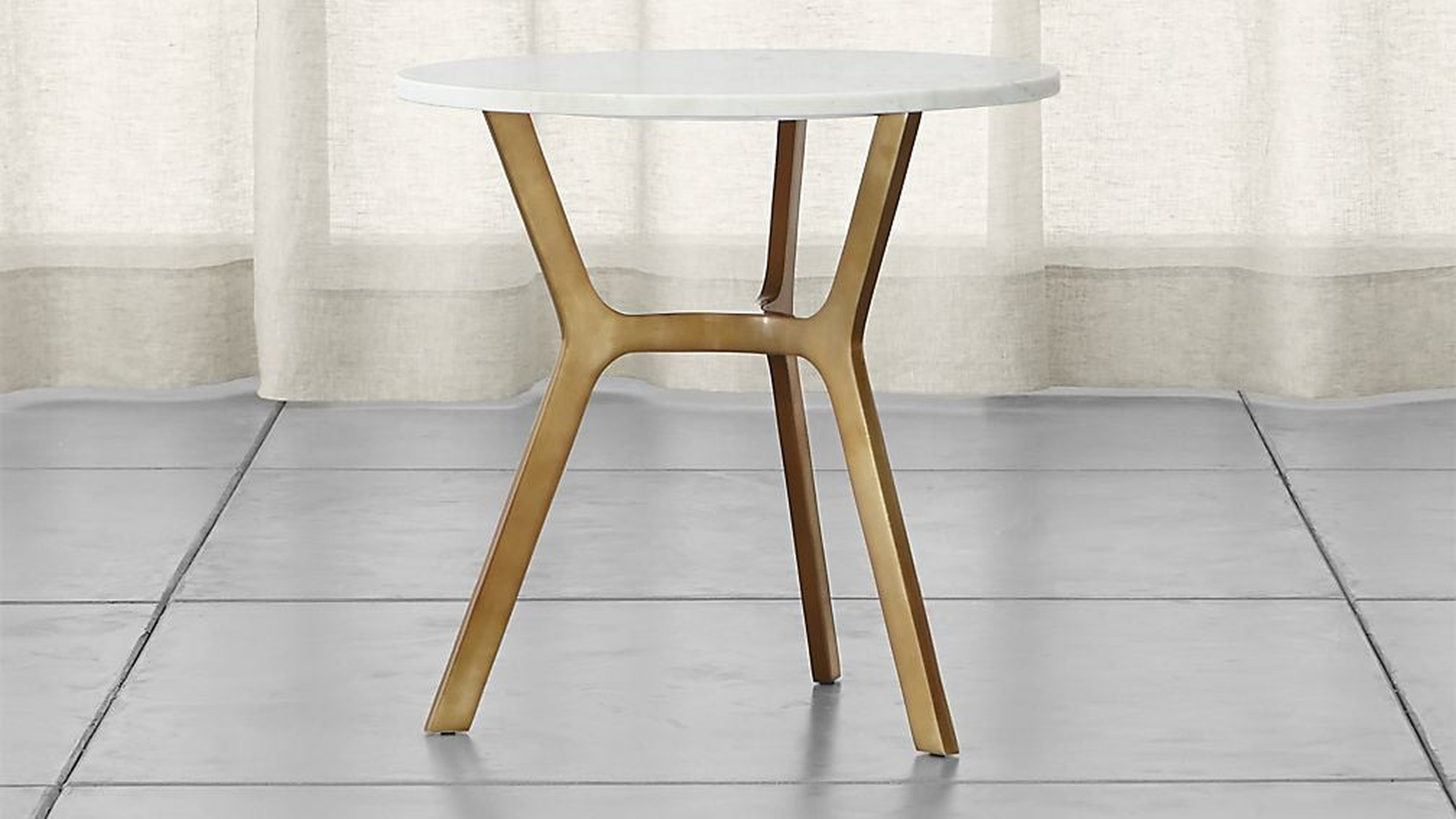 Elke Round Marble End Table with Brass Base - Crate and Barrel