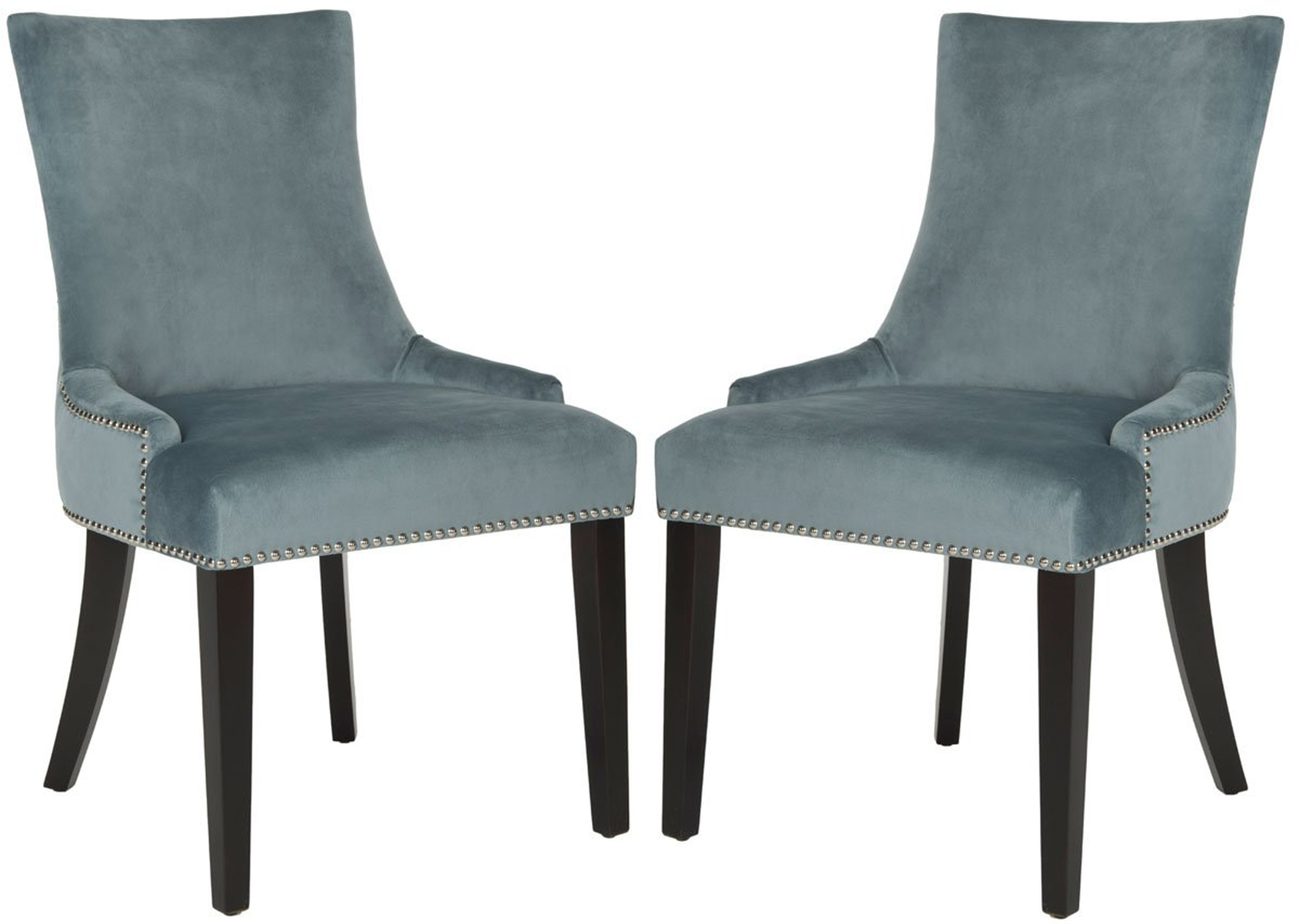 Lester 19''H Dining Chair (Set Of 2) - Silver Nail Heads - Blue/Espresso - Safavieh - Safavieh