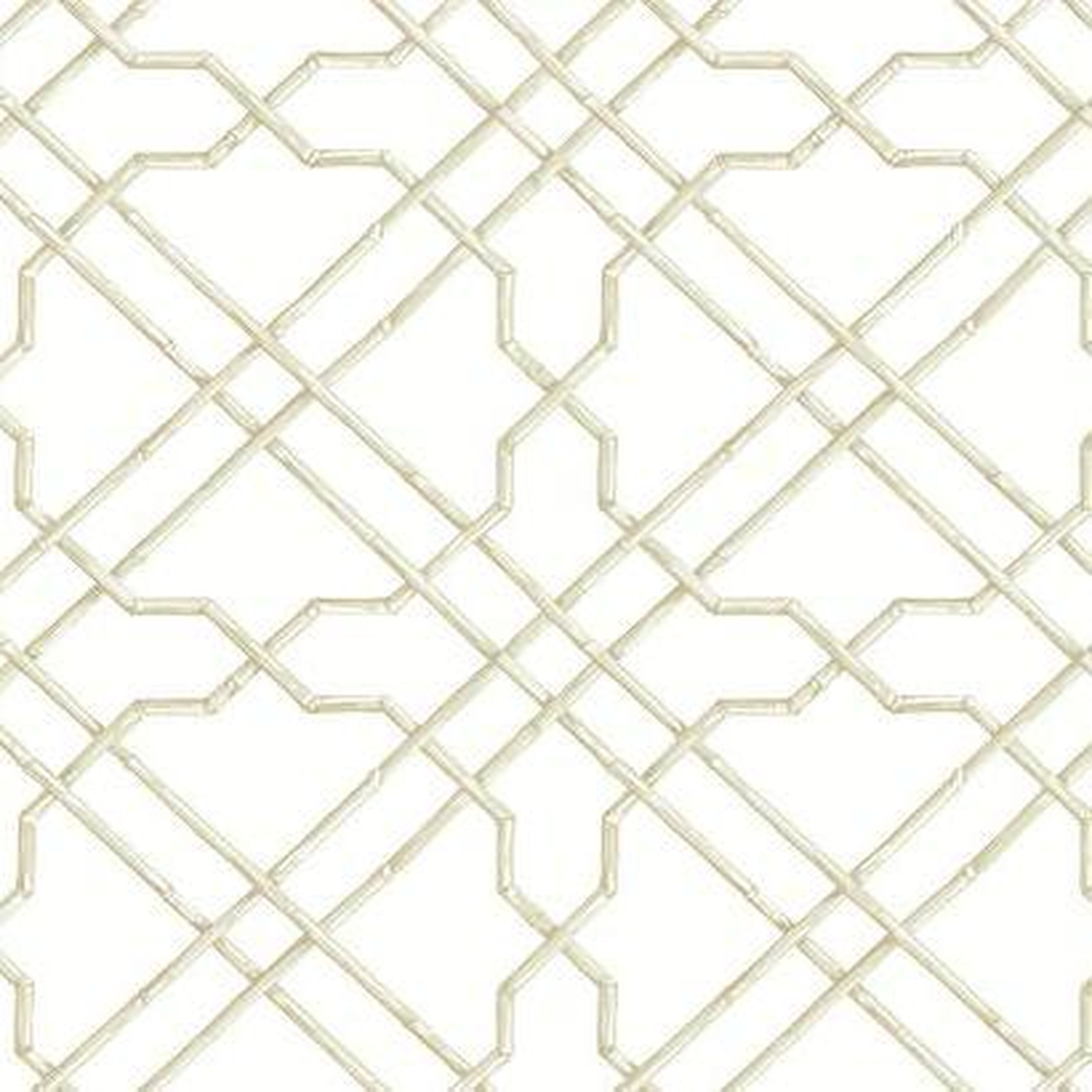 Bamboo Trellis Wallpaper AB1822 - Ivory, Double Roll - York Wallcoverings