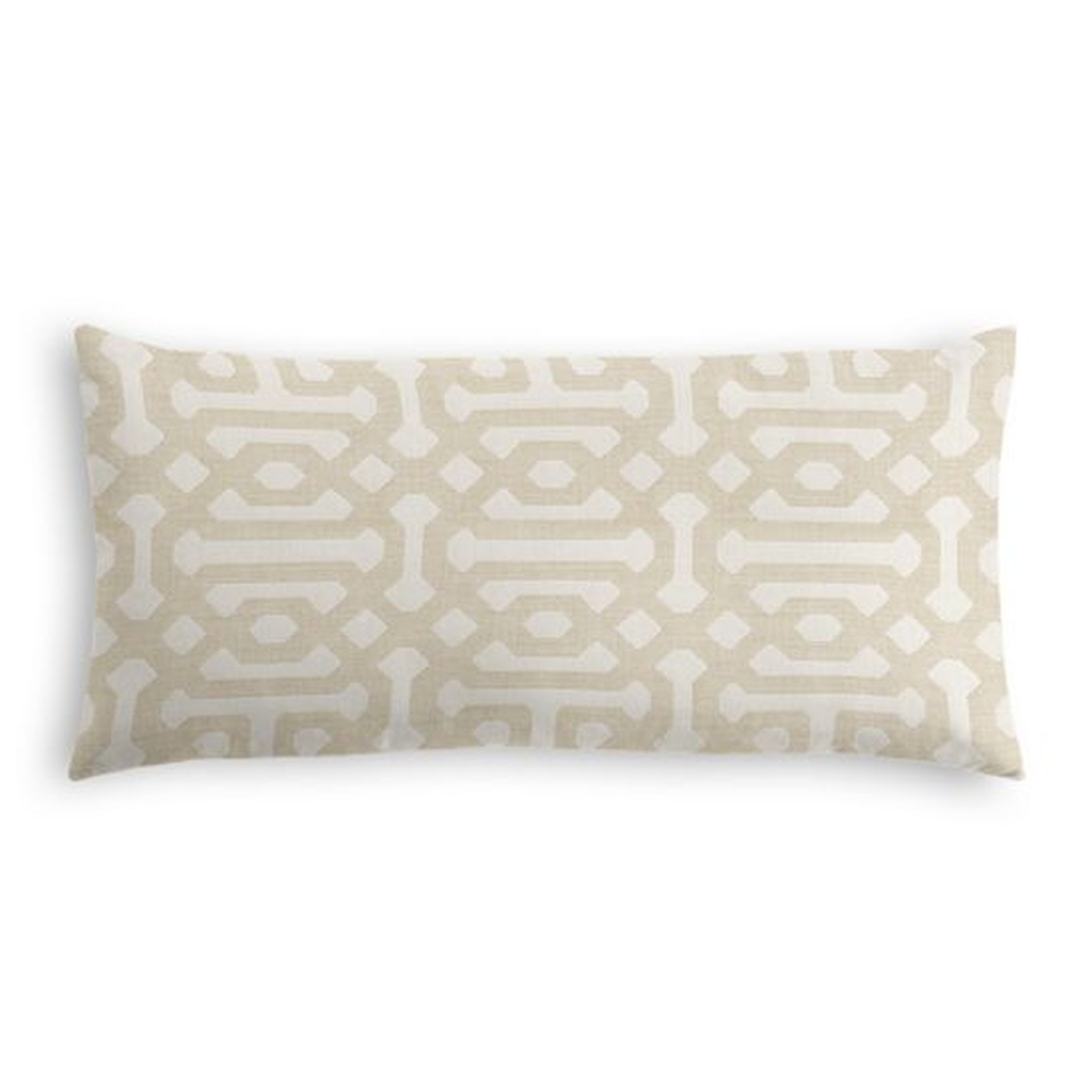 Lumbar Pillow - Sunbrella Fretwork - Flax w/ Down Insert - Loom Decor
