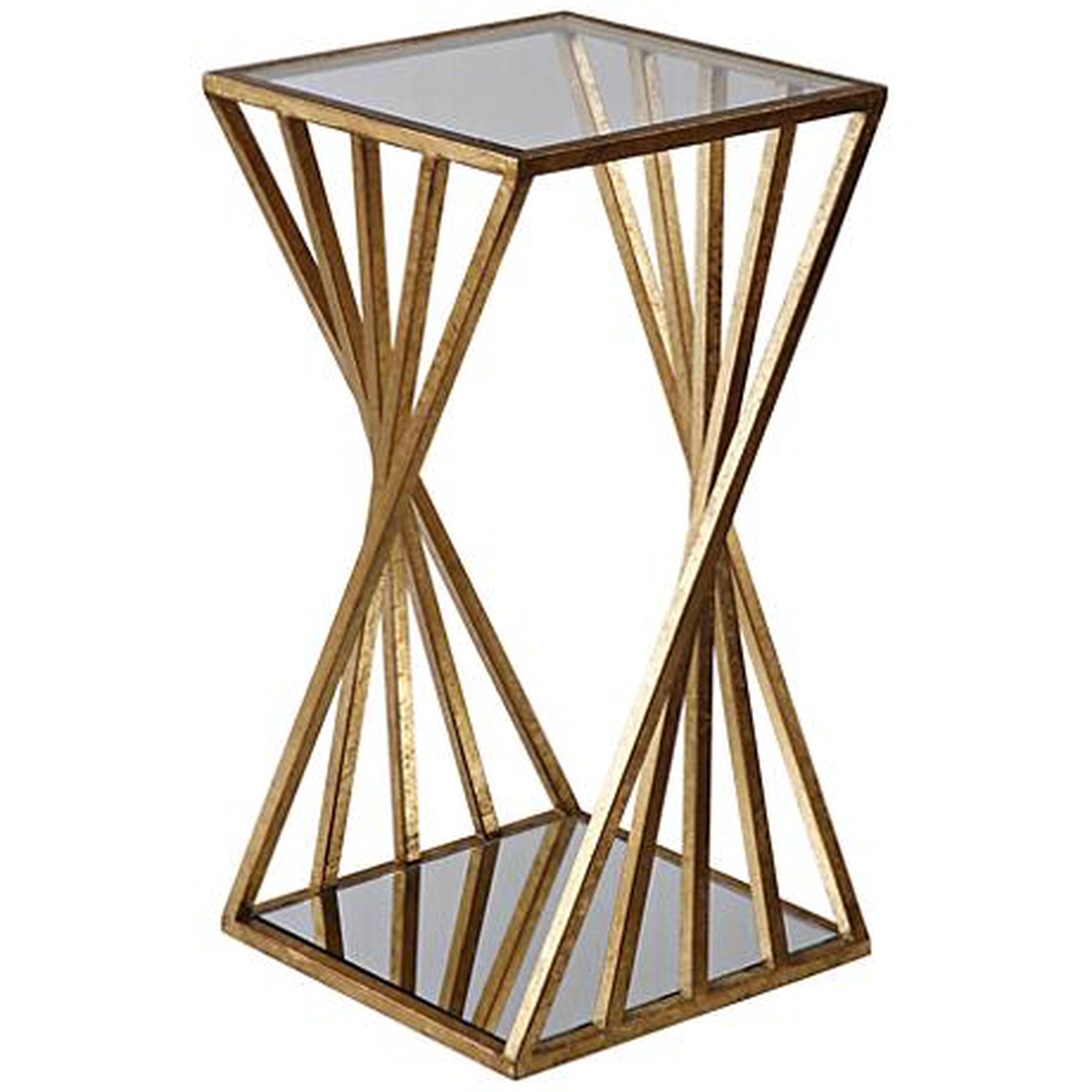Hudsonhill Foundry Janina Glass Top Gold Leaf Accent Table clear - Hudsonhill Foundry