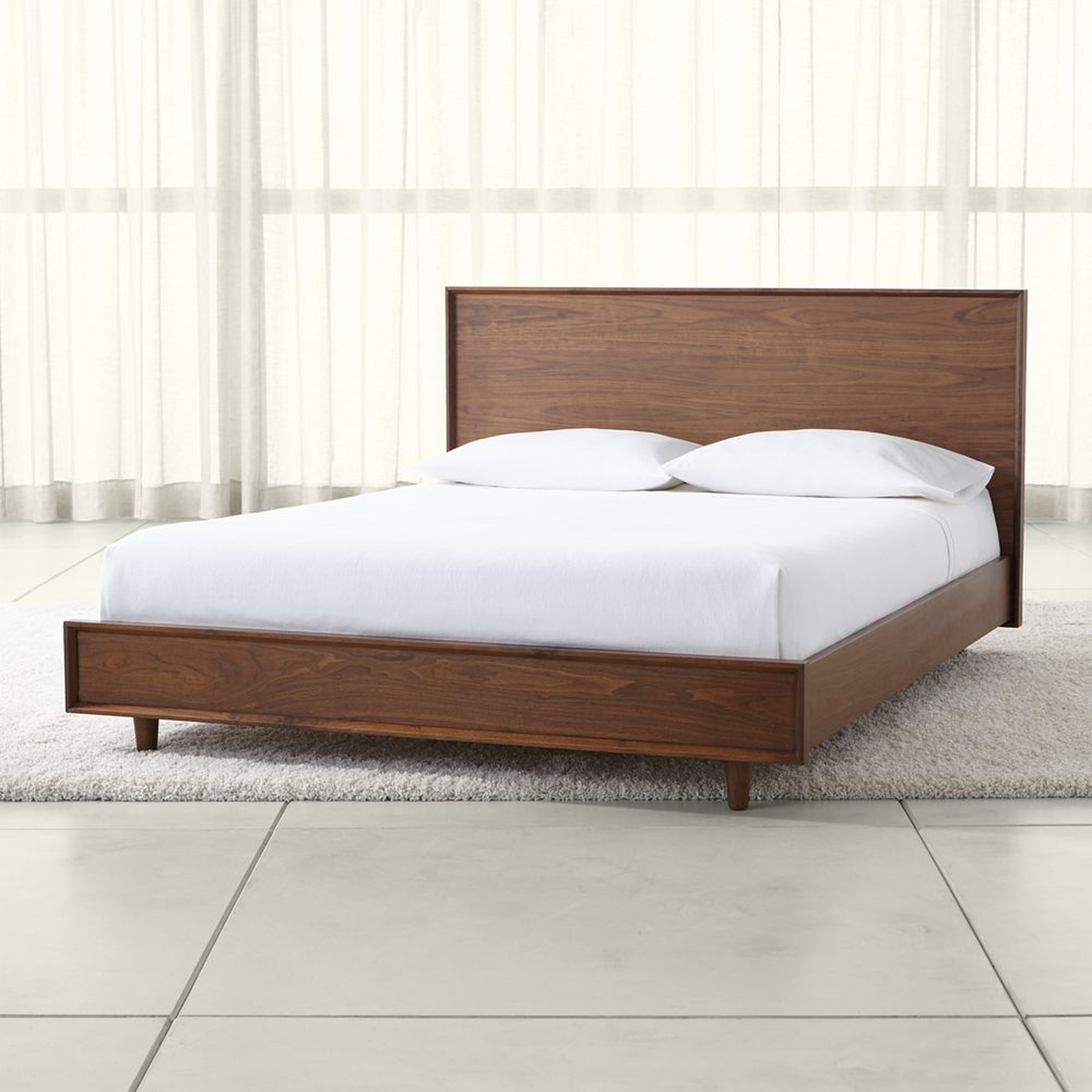 Tate Walnut Queen Wood Bed - Crate and Barrel