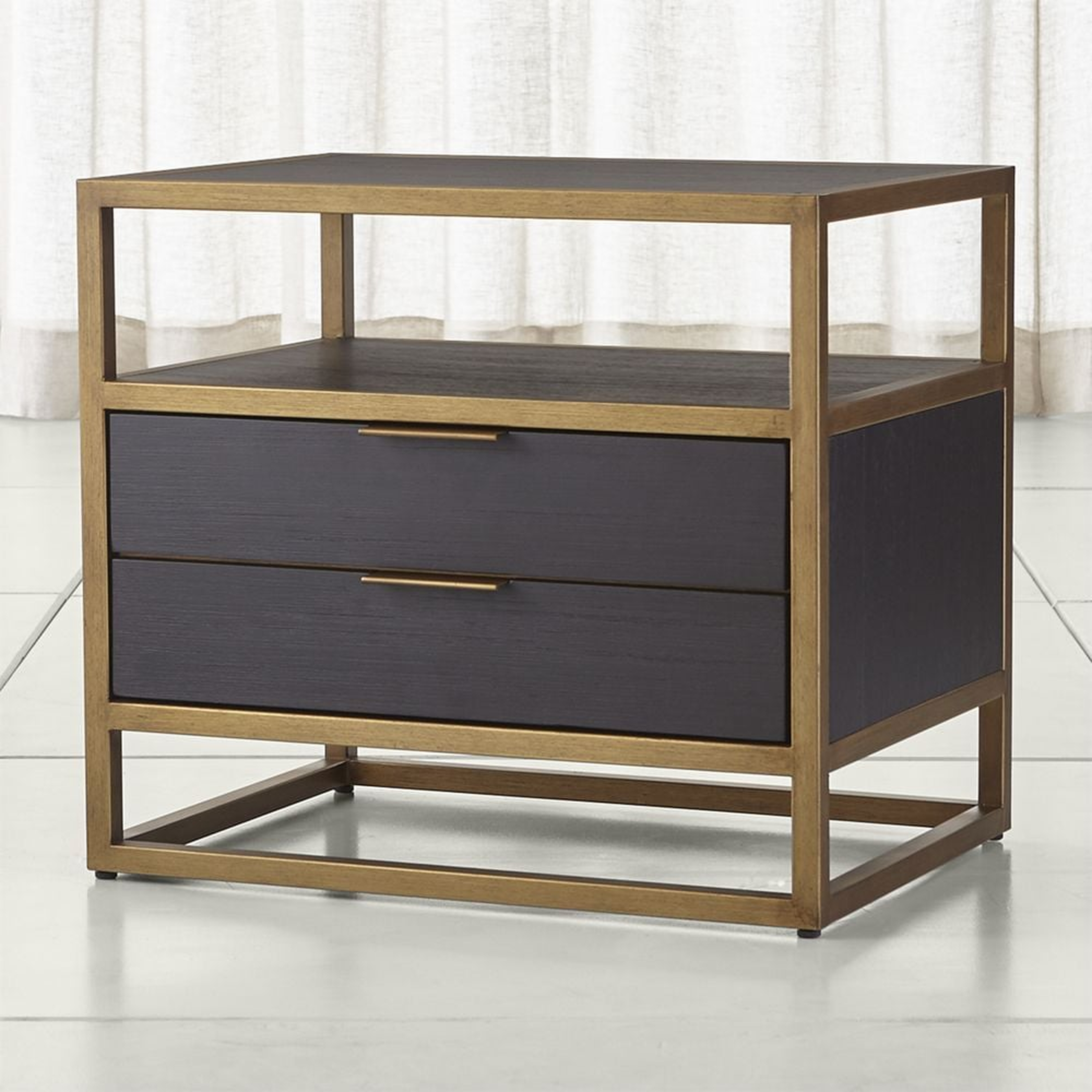 Oxford Black 2-Drawer Nightstand - Crate and Barrel