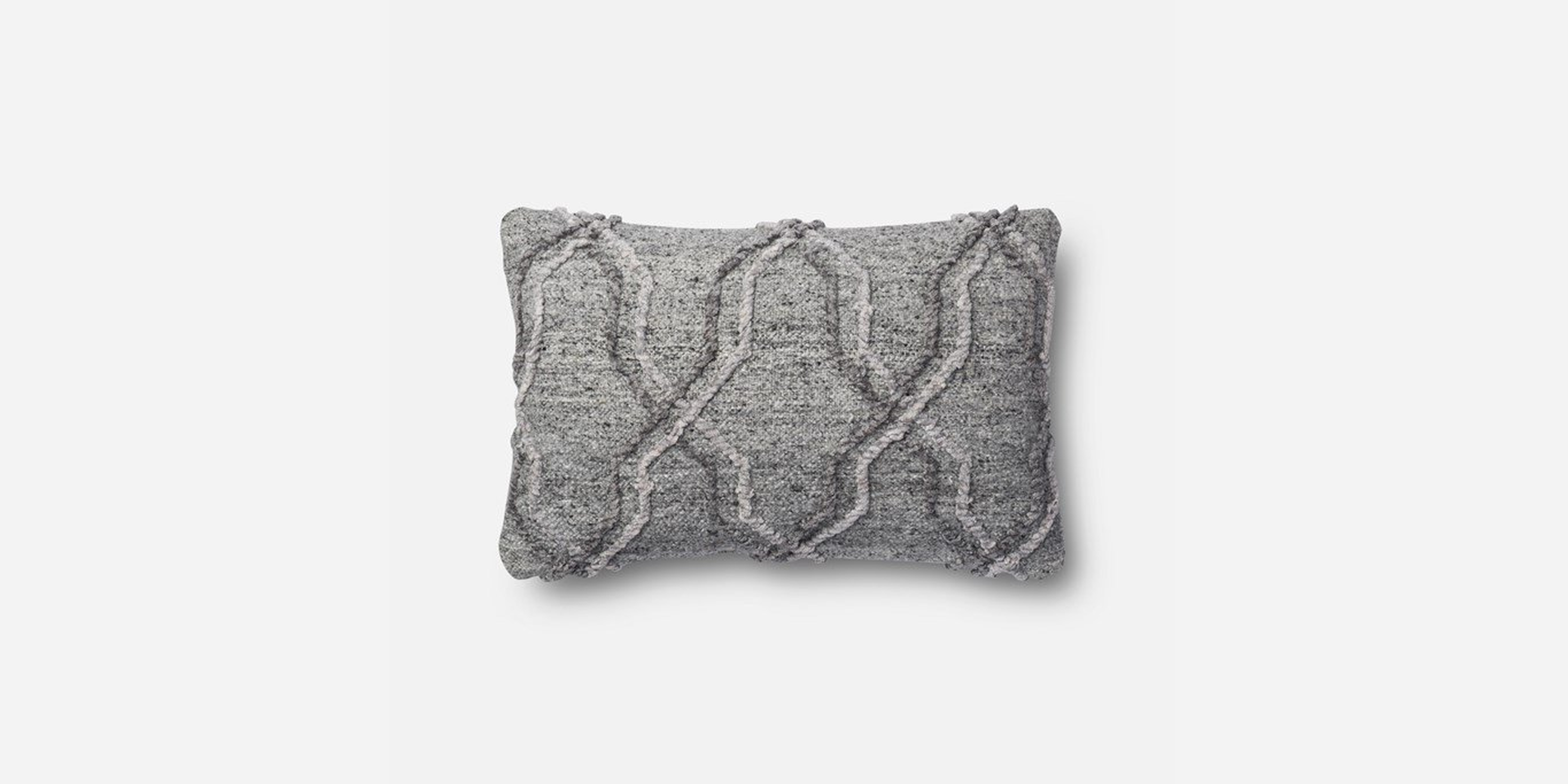 P1014 MH GREY Pillow Cover - 13" x 21" - Poly Insert - Loloi Rugs