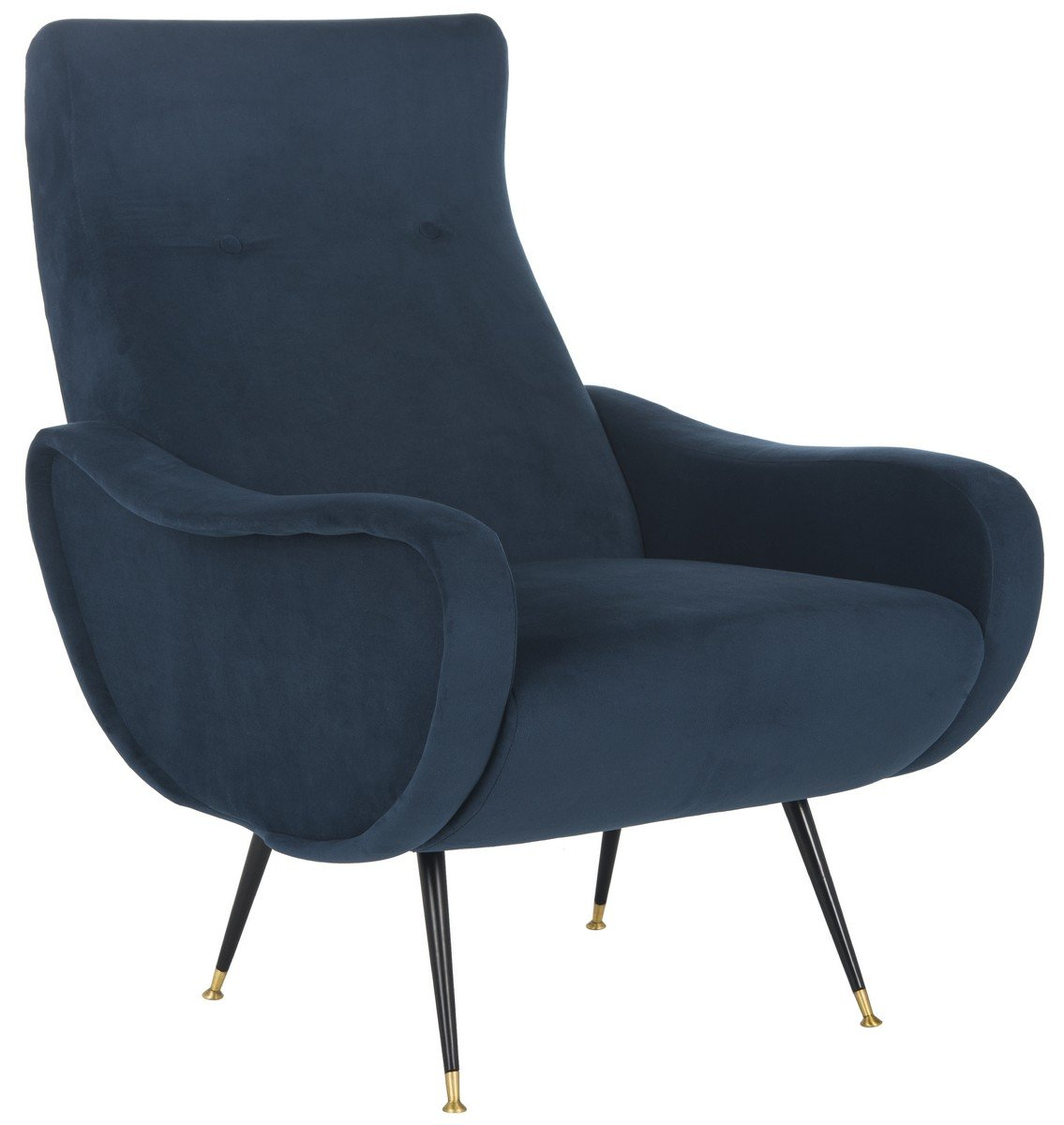 Elicia Velvet Retro Mid Centry Accent Chair - Navy  - Safavieh - Safavieh