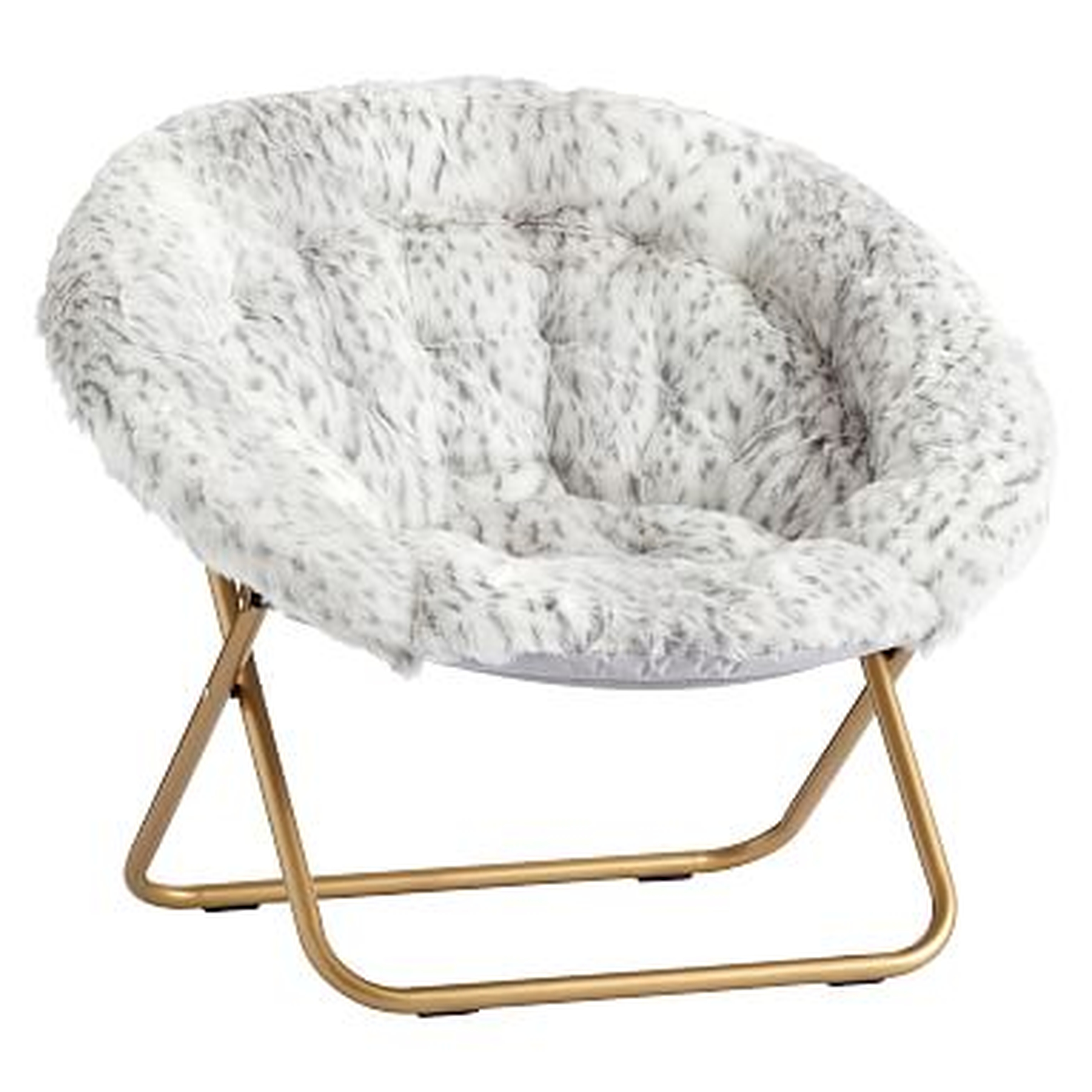 Hang-A-Round Chair, Gray Leopard Faux-Fur w/ Gold Base - Pottery Barn Teen