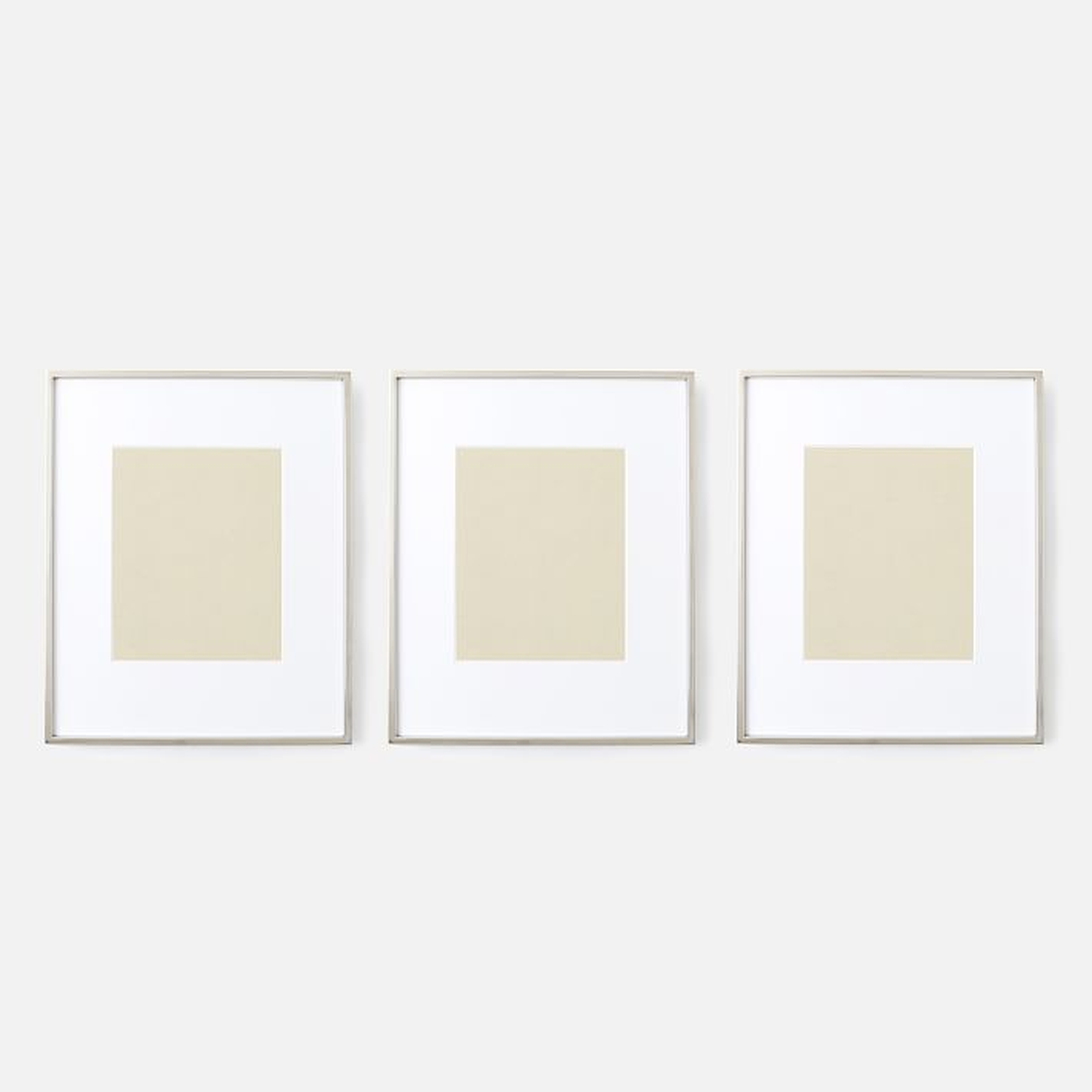 Gallery Frame, Polished Nickel, 8" x 10" (12.75" x 15.75" without mat) - Set of 3 - West Elm