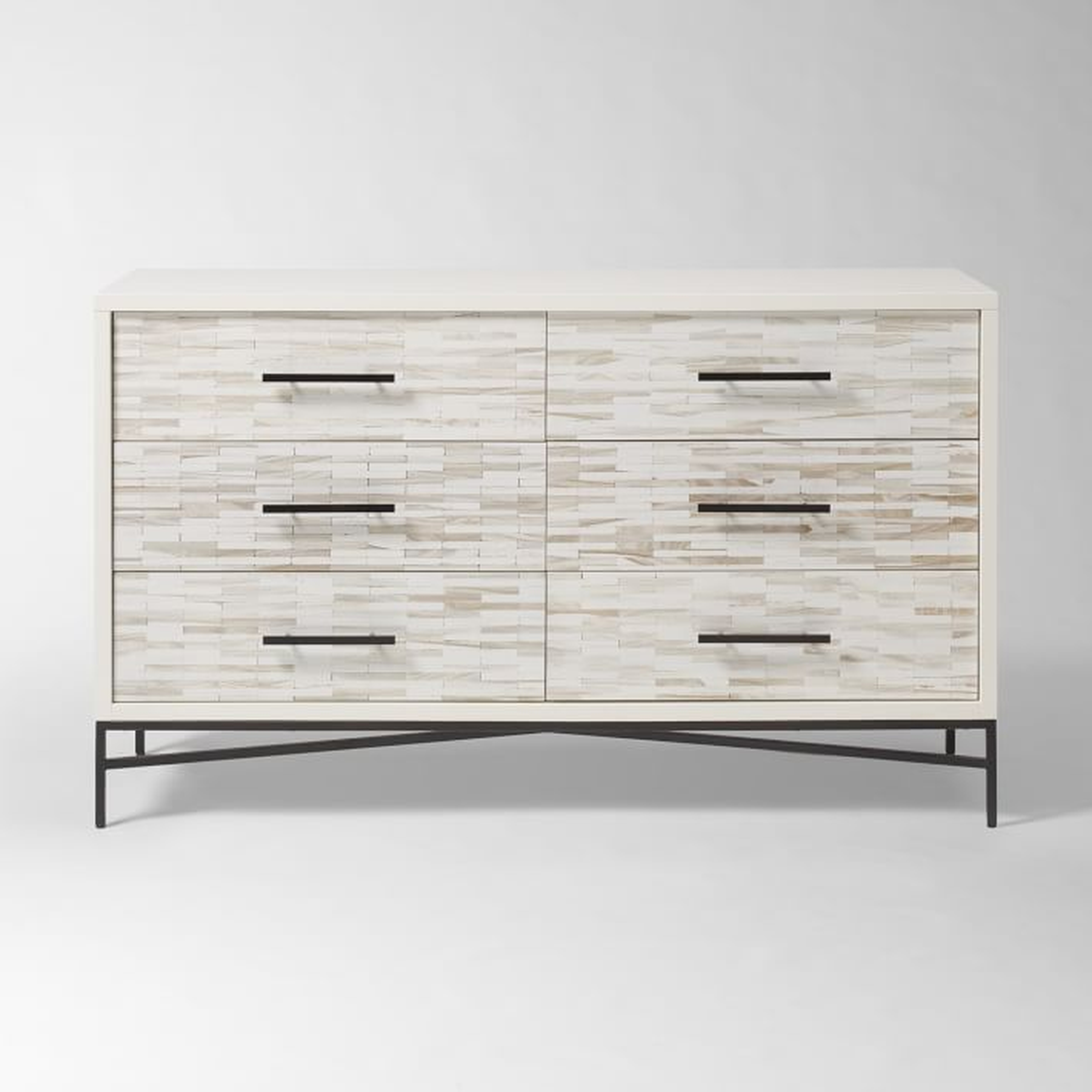 Wood Tiled 6-Drawer Dresser, Whitewash - West Elm
