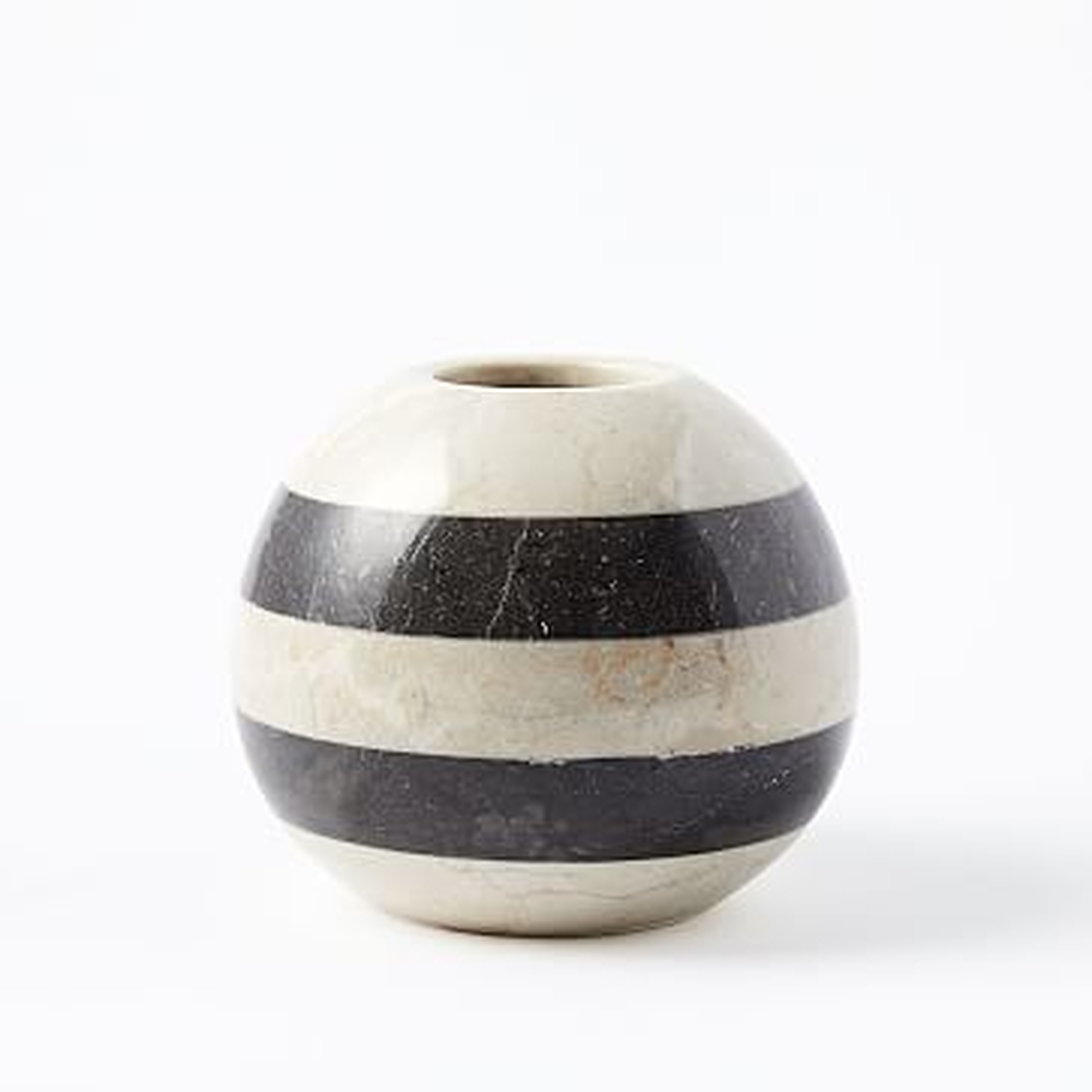 Striped Marble Bud Vase, Black/White, Wide - West Elm