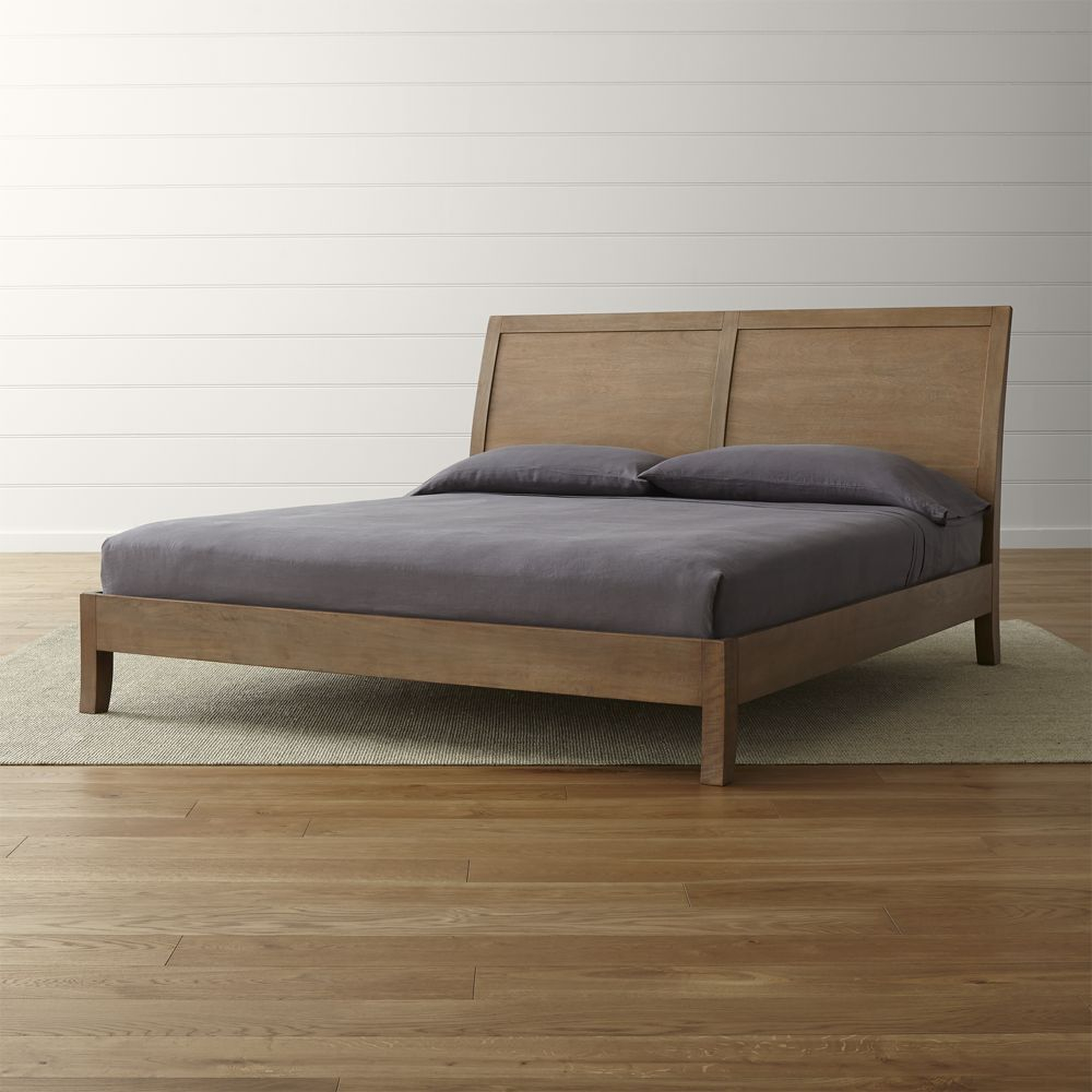 Dawson Light Brown Wood King Sleigh Bed - Crate and Barrel