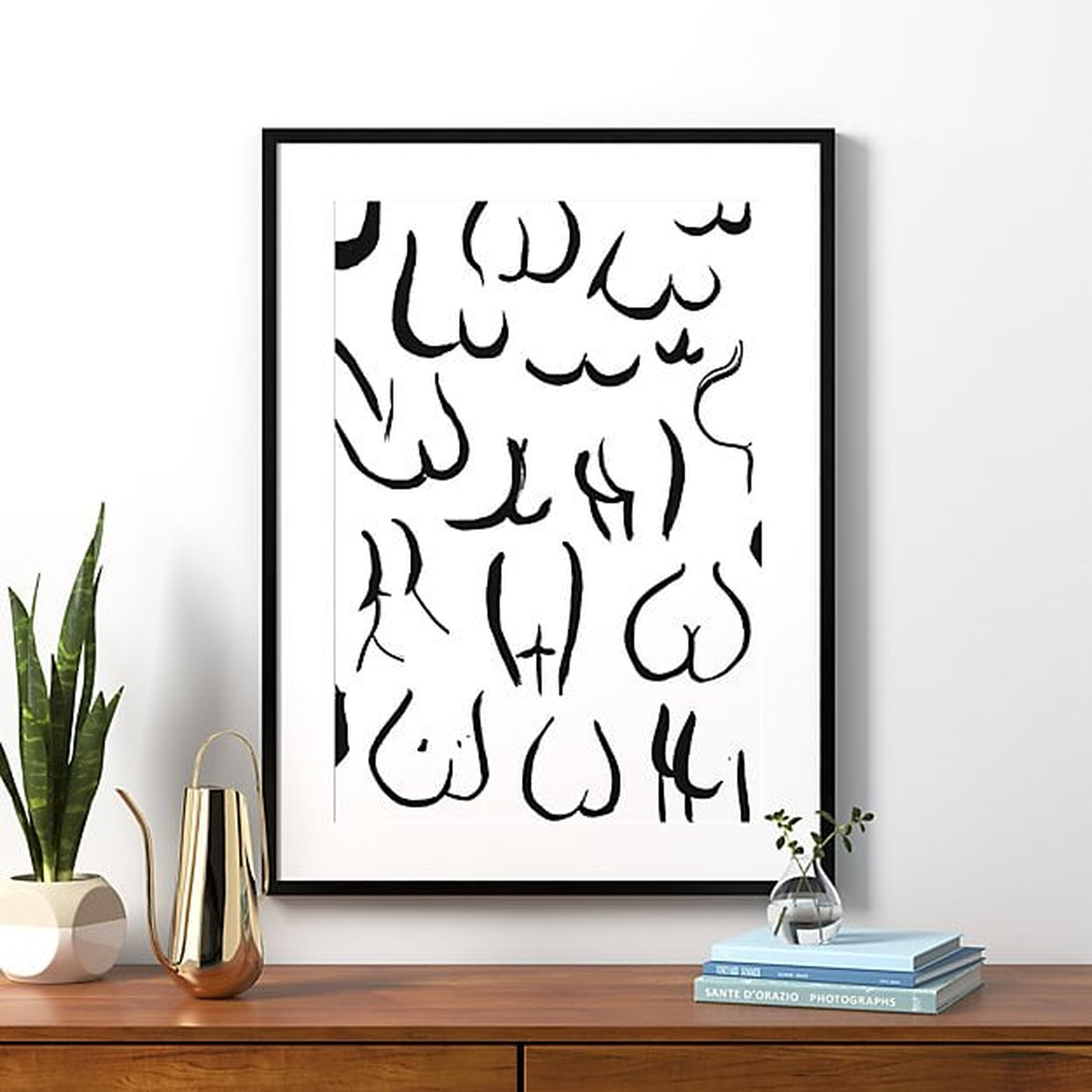 bums black on white with black frame 29.5"x39.5" - CB2
