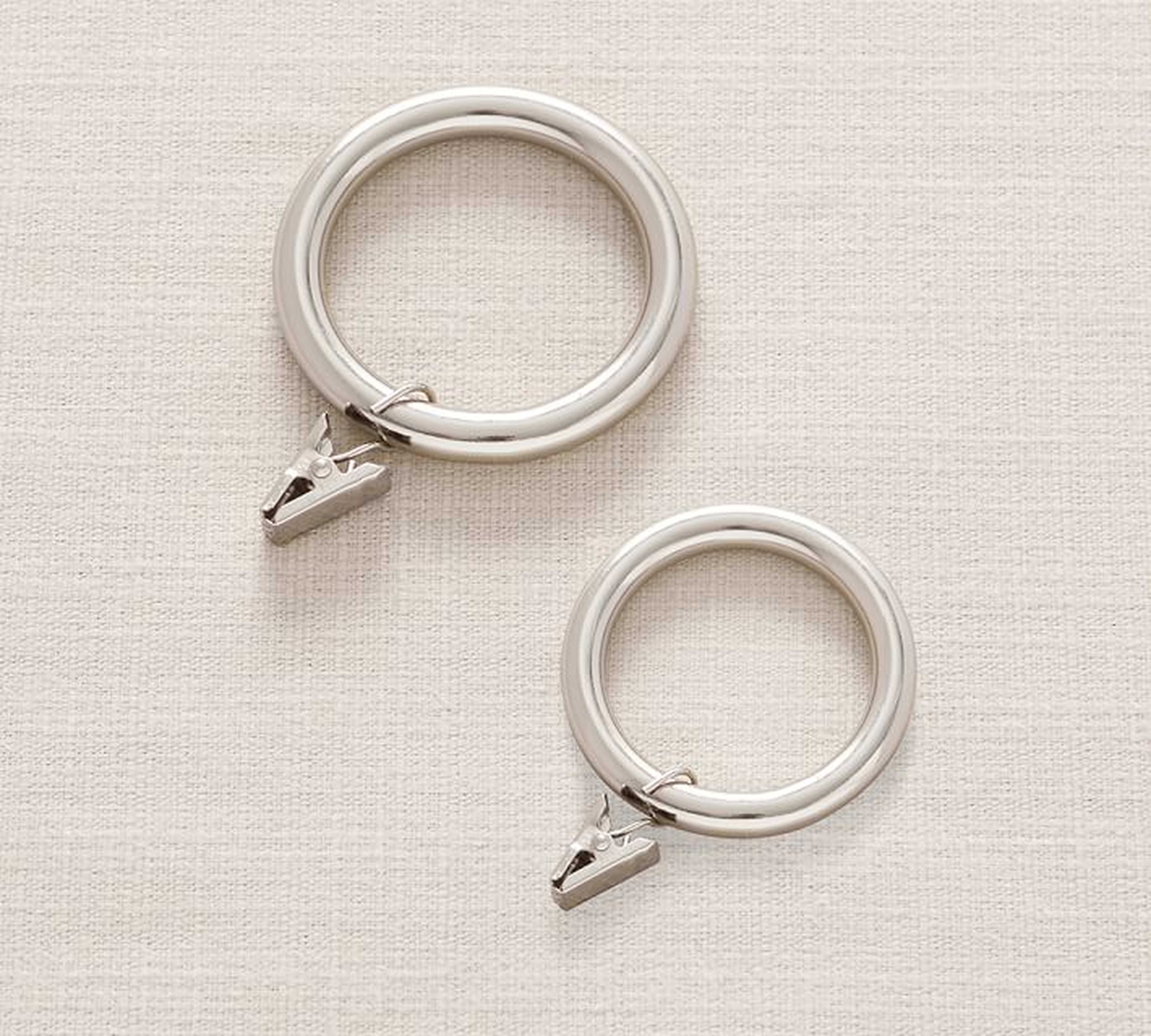 PB Standard Clip Rings, Set of10, Large, Polished Nickel Finish - Pottery Barn