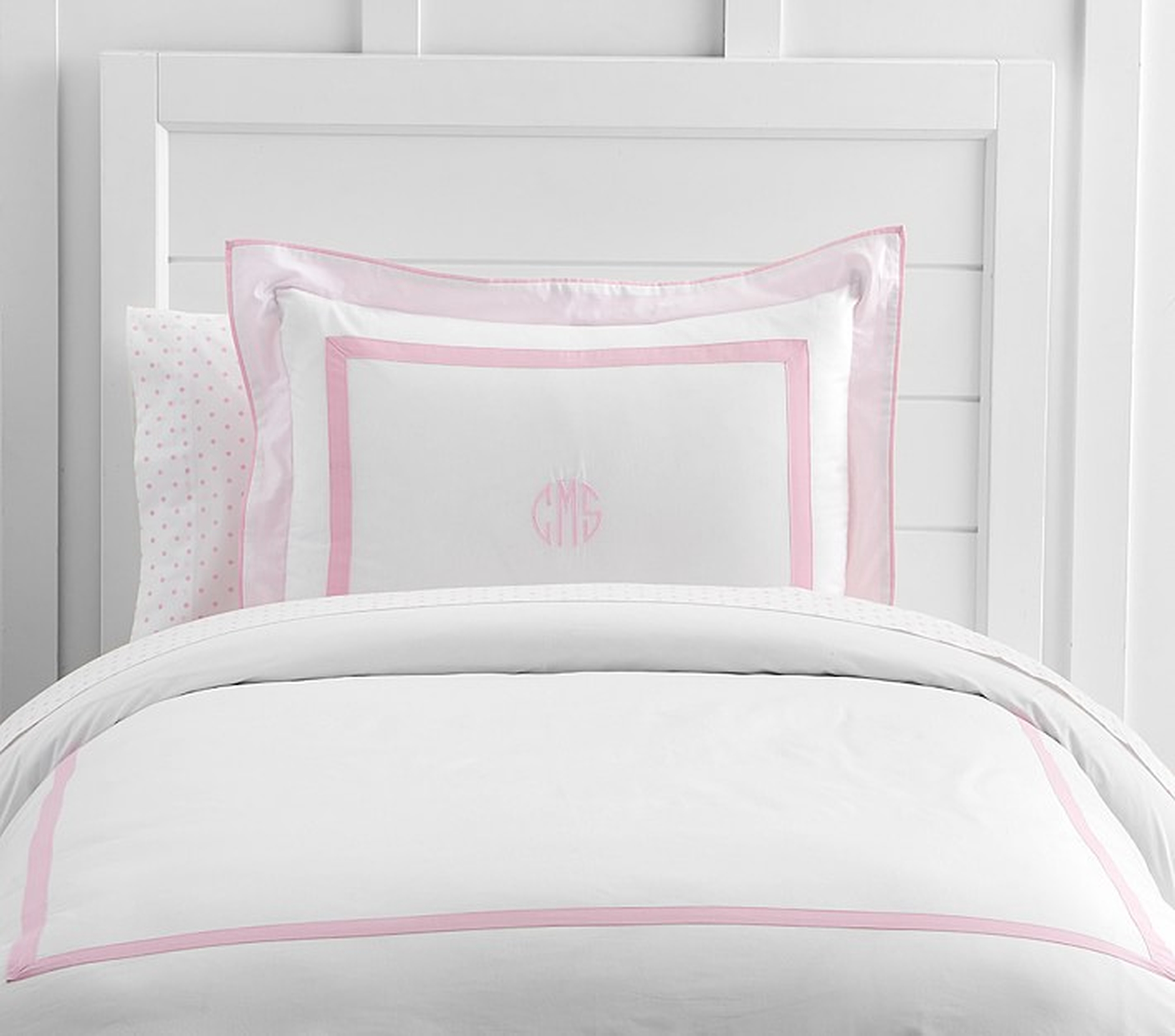 Decorator Solid Border Duvet Cover, Twin, Light Pink - Pottery Barn Kids