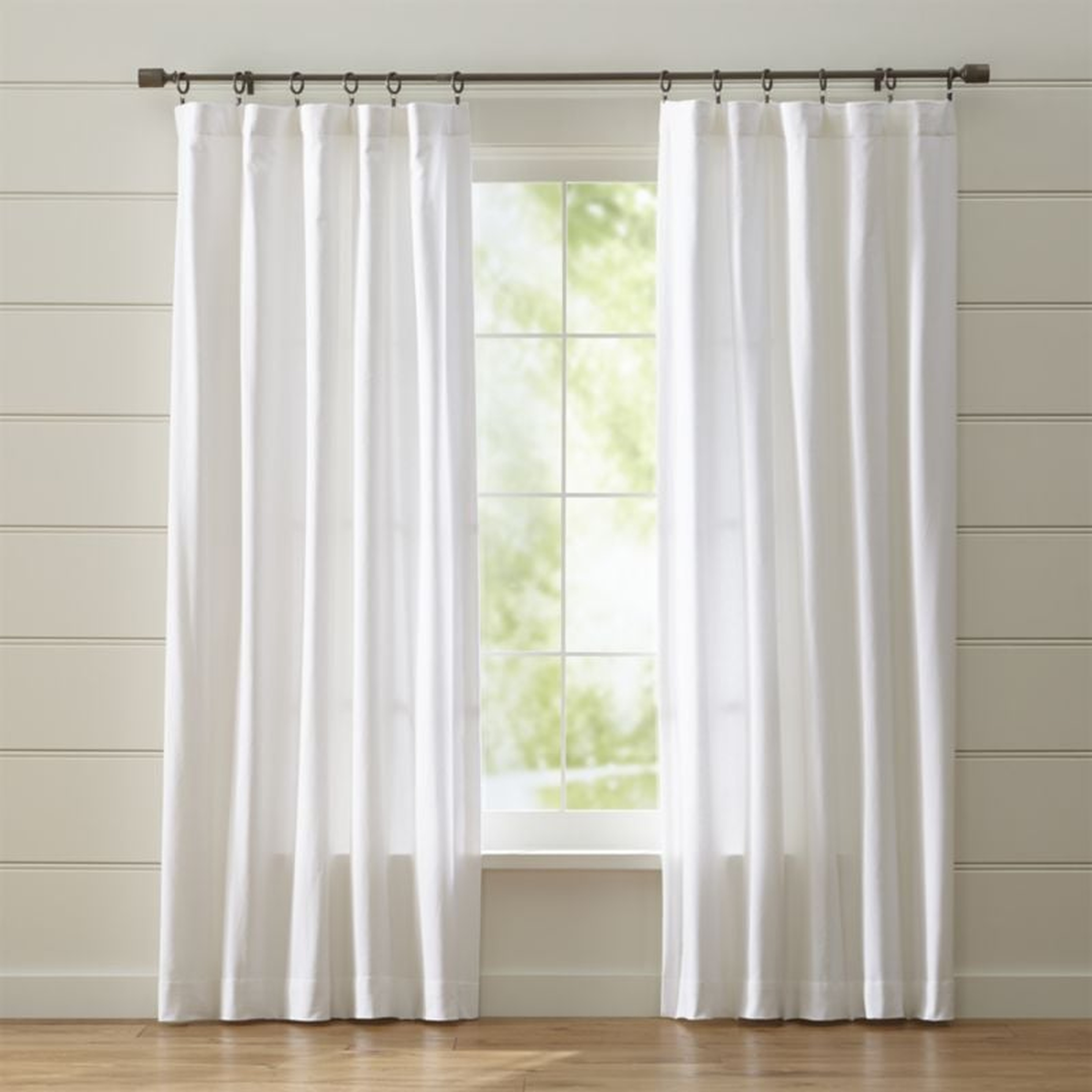 Wallace Curtain Panel, White, 52" x 96" - Crate and Barrel