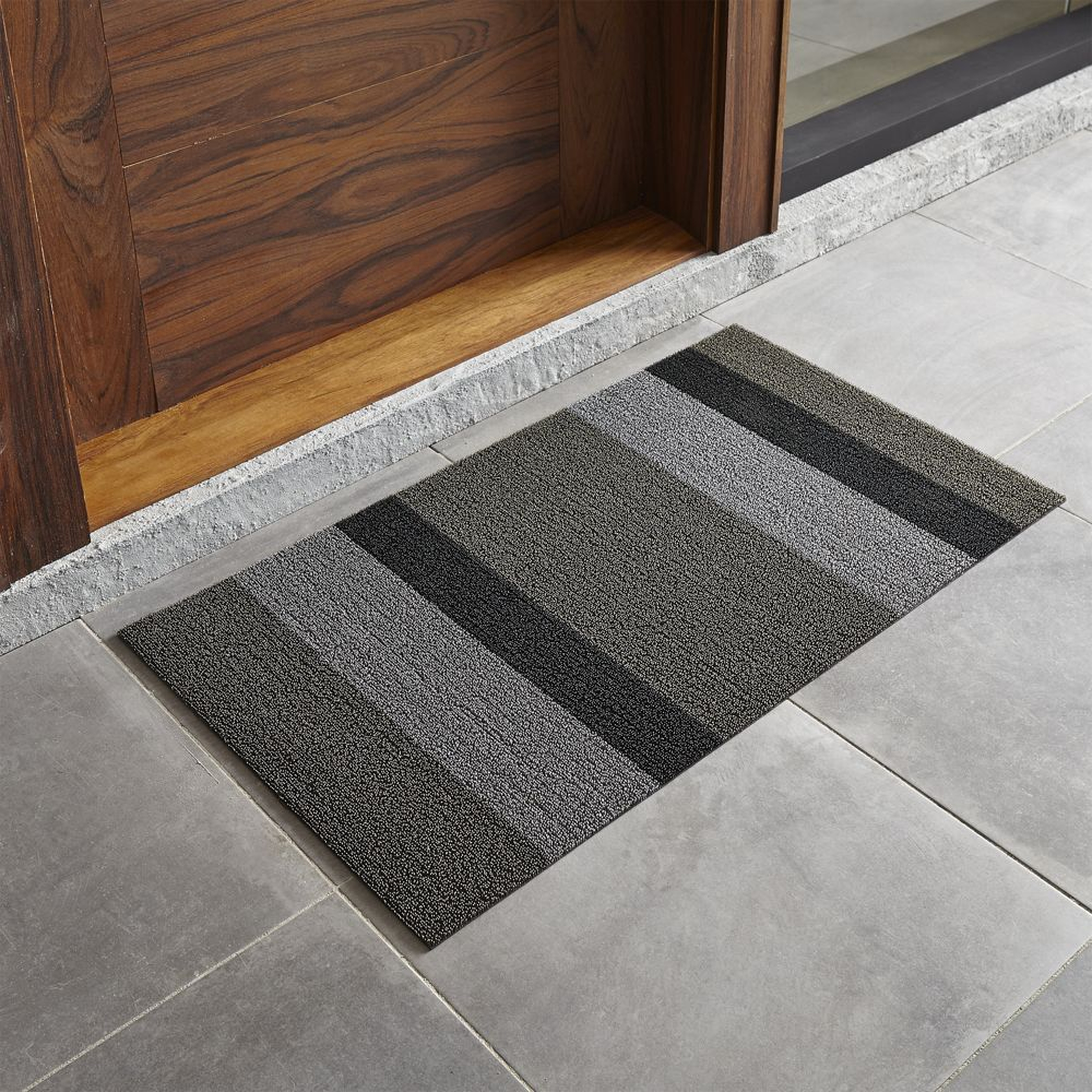Chilewich ® Silver-Black Striped 20"x36" Doormat - Crate and Barrel