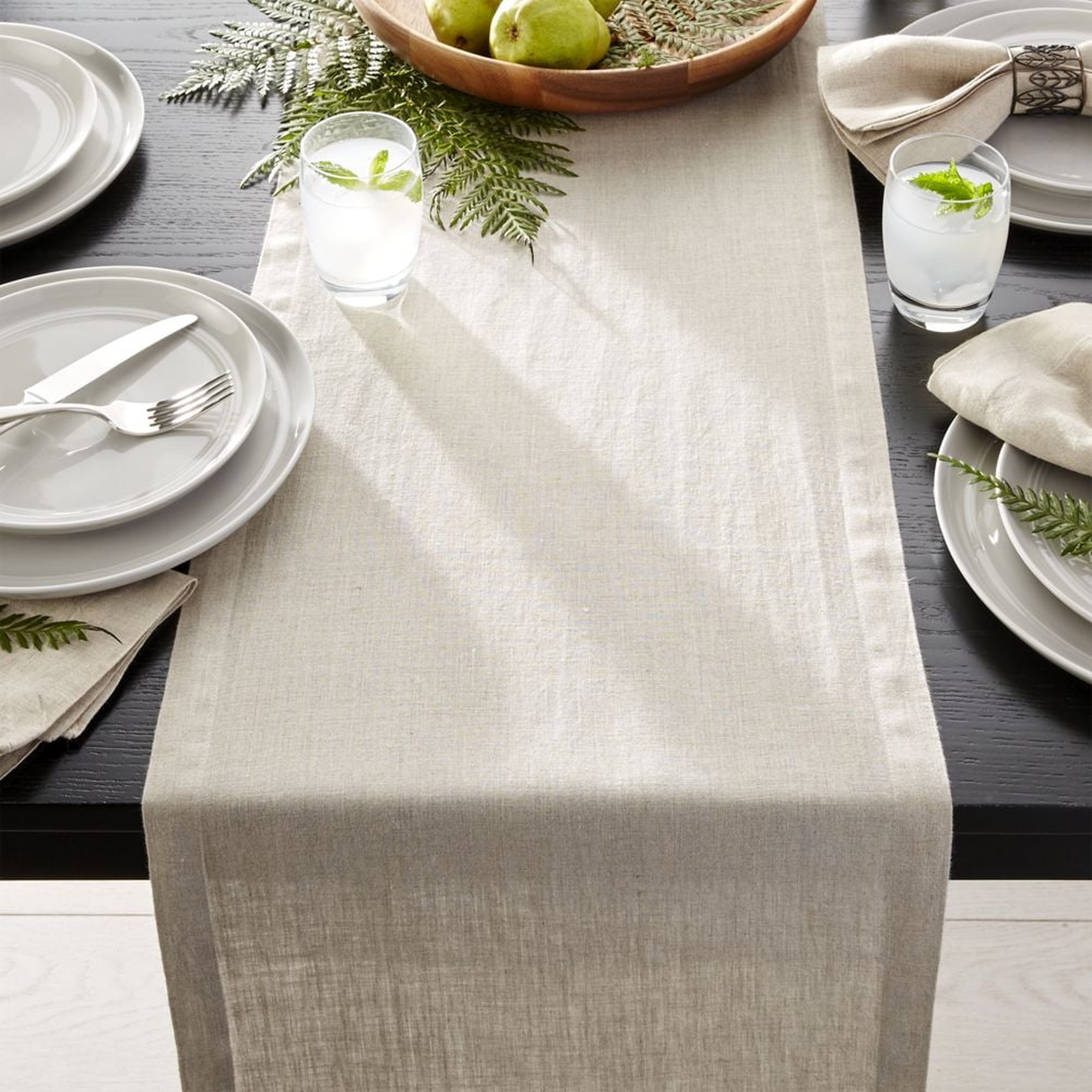 Marin Warm Natural Linen Table Runner 90" - Crate and Barrel