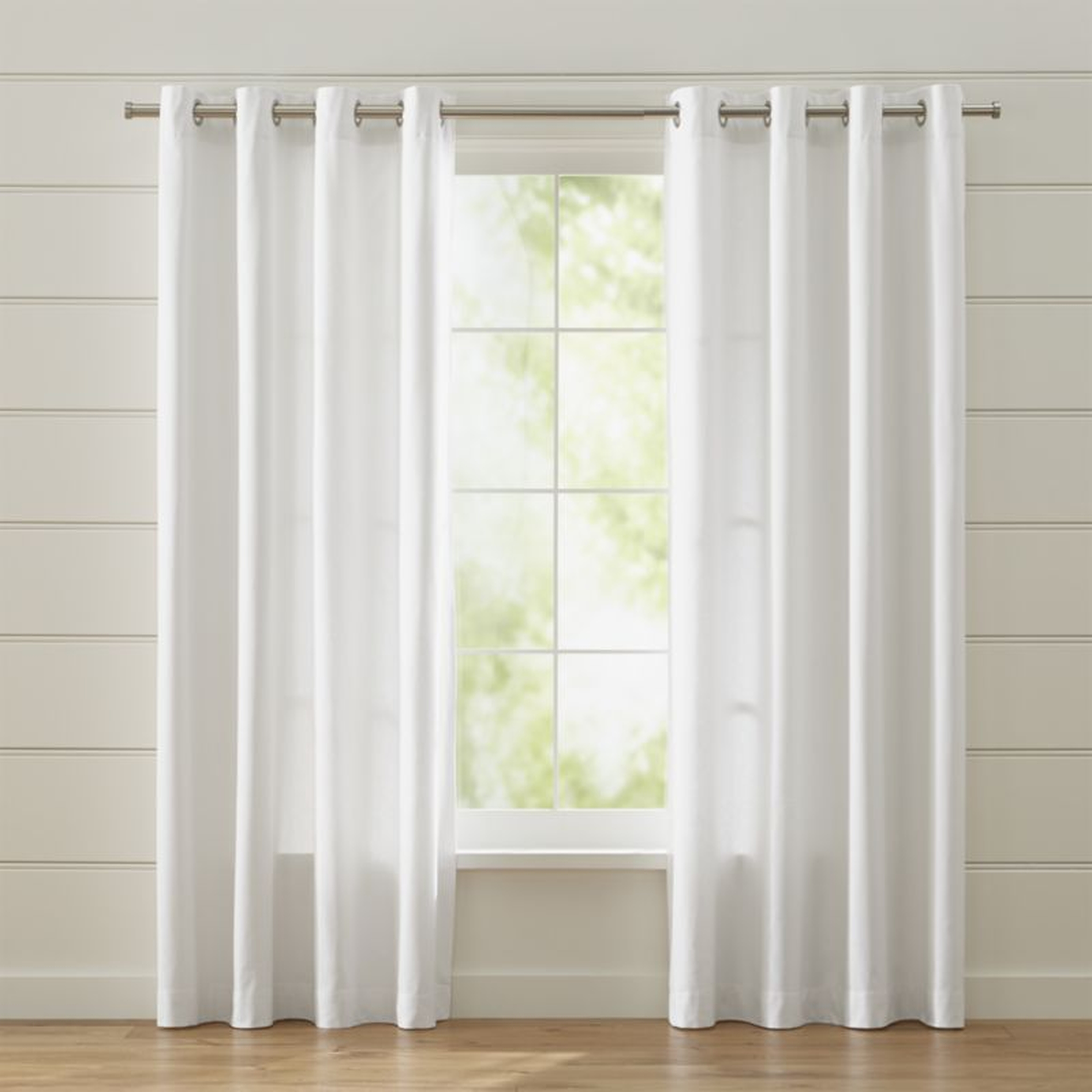 Wallace Grommet Curtain Panel, White, 52" x 84" - Crate and Barrel