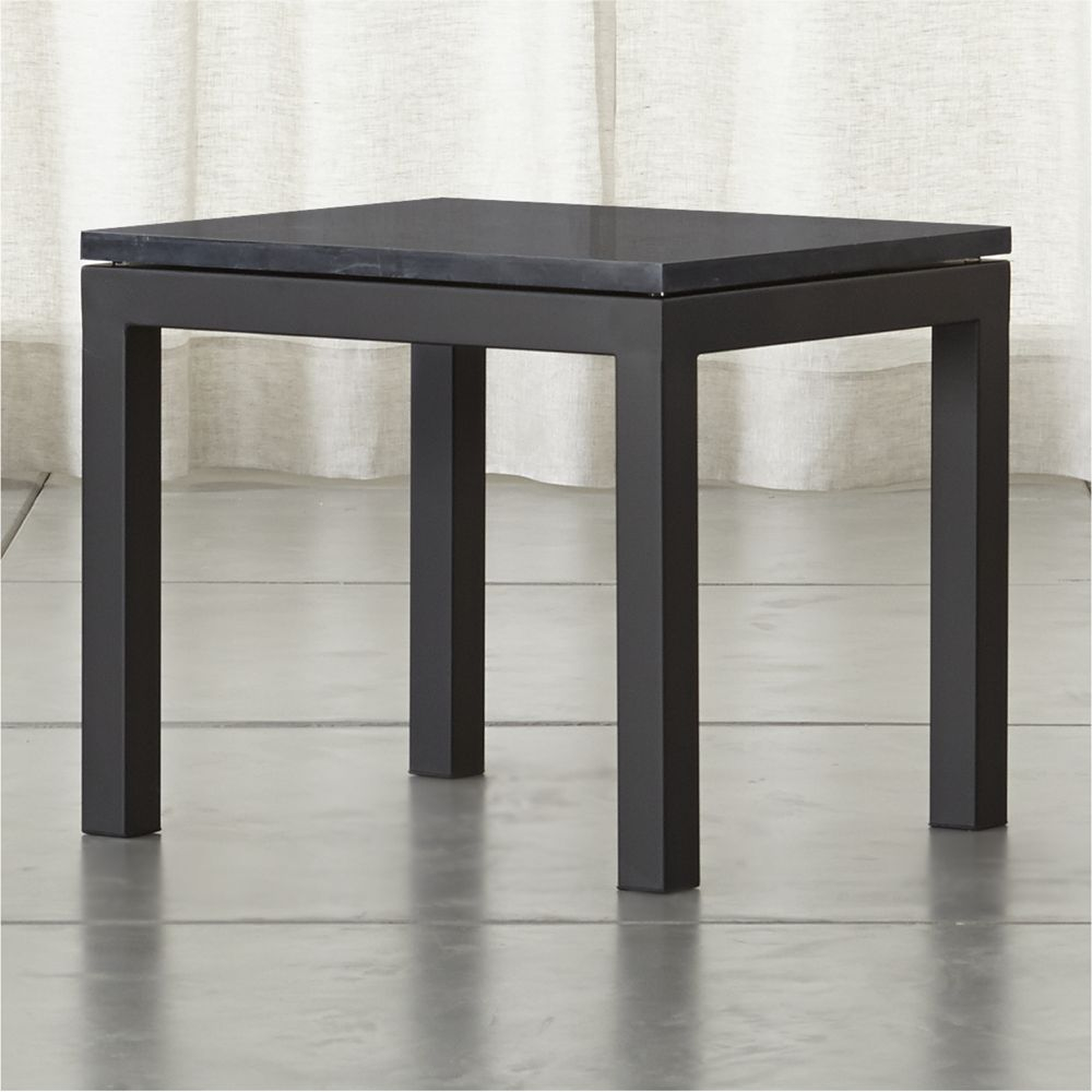 Parsons Black Marble Top/ Dark Steel Base 20x24 End Table - Crate and Barrel