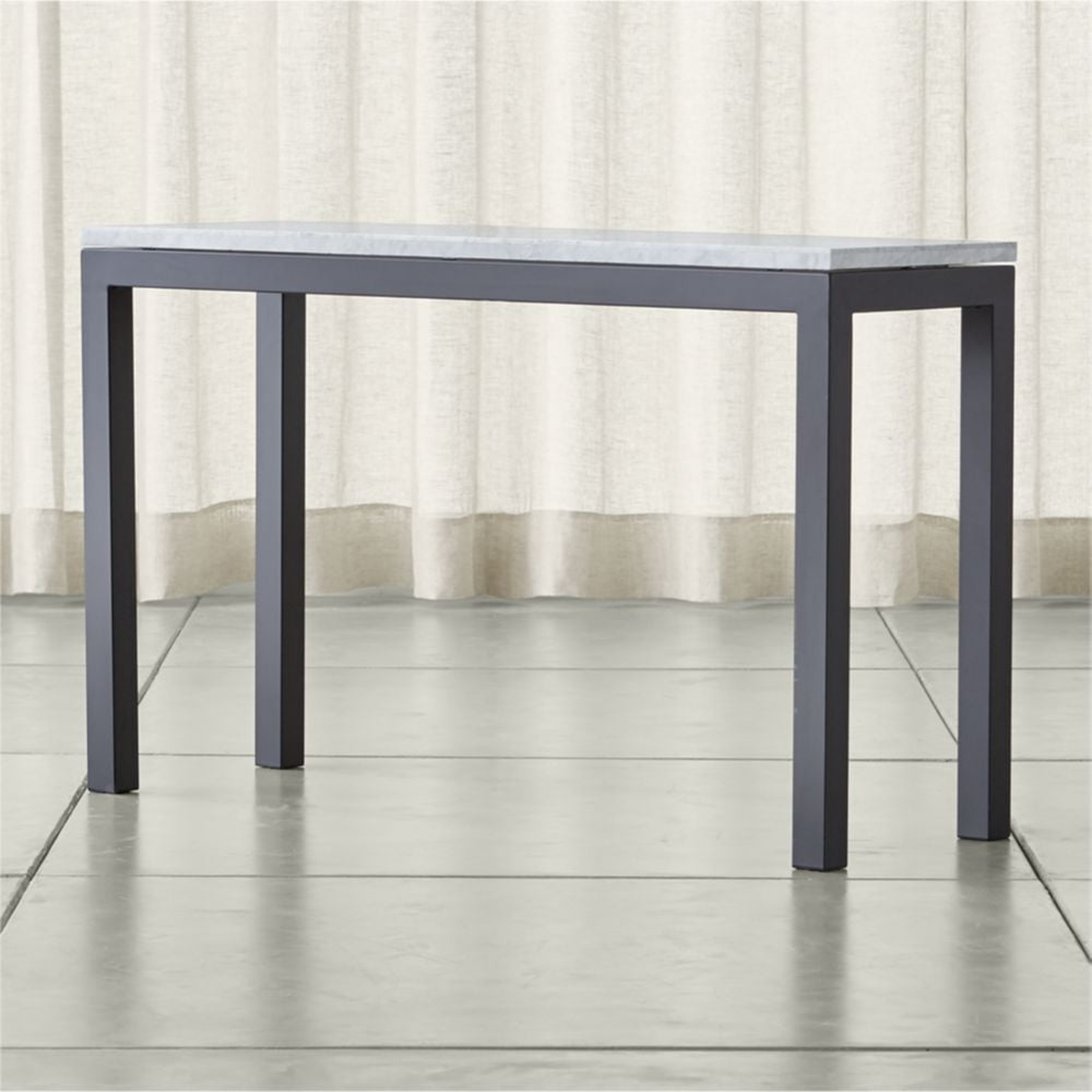 Parsons White Marble Top/Dark Steel Base 48x16 Console Table - Crate and Barrel