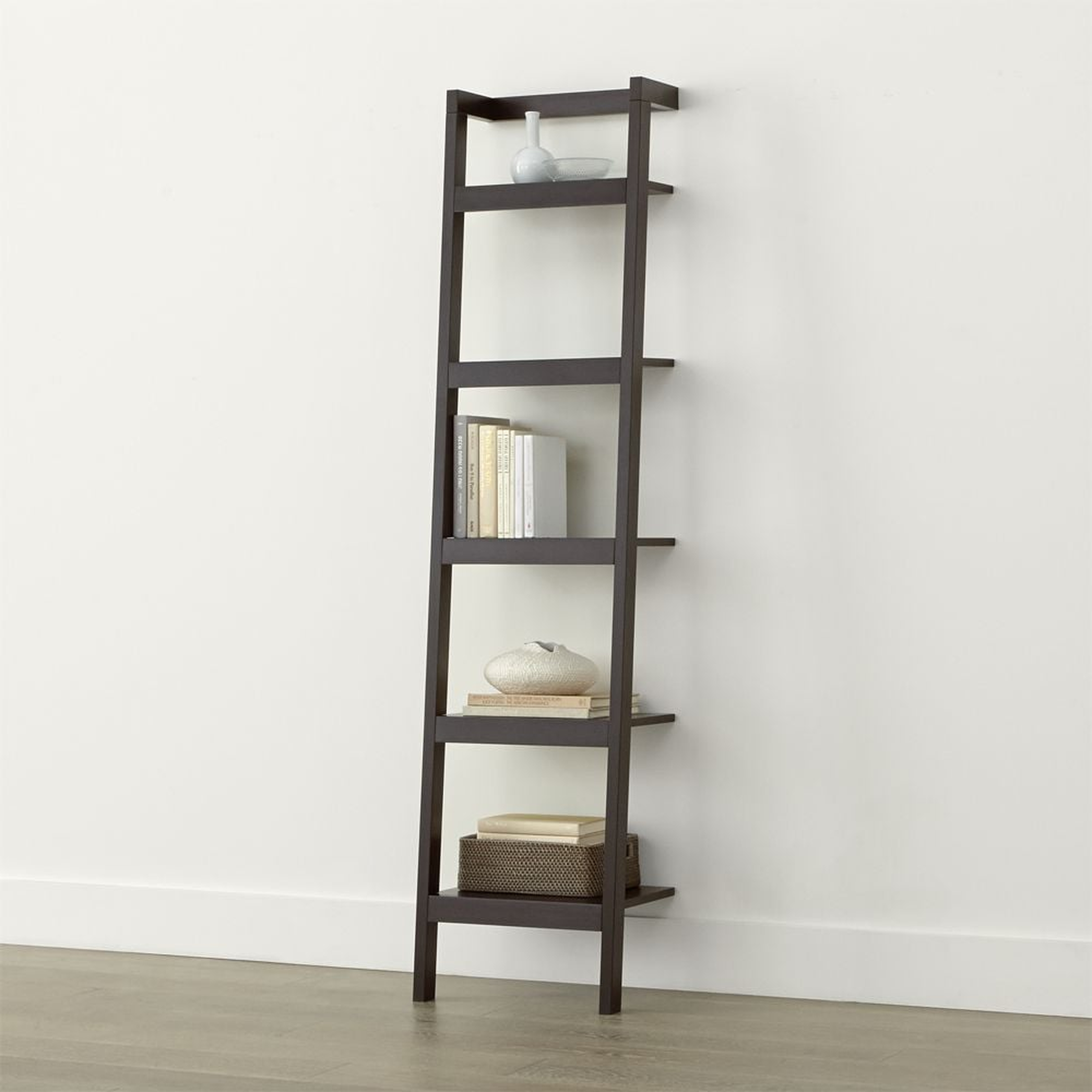 Sawyer Mocha Leaning 18" Bookcase - Crate and Barrel