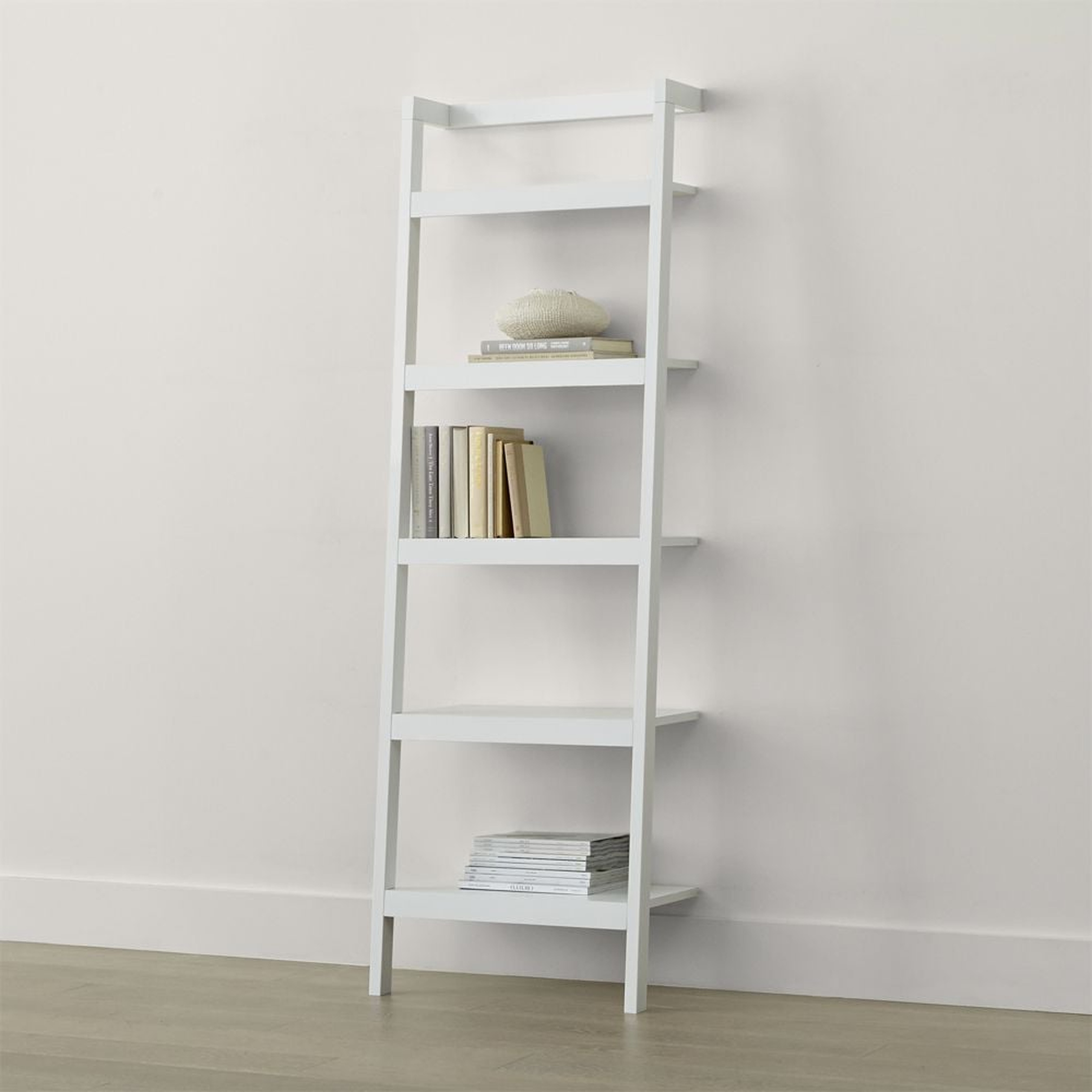 Sawyer White Leaning 24.5" Bookcase - Crate and Barrel