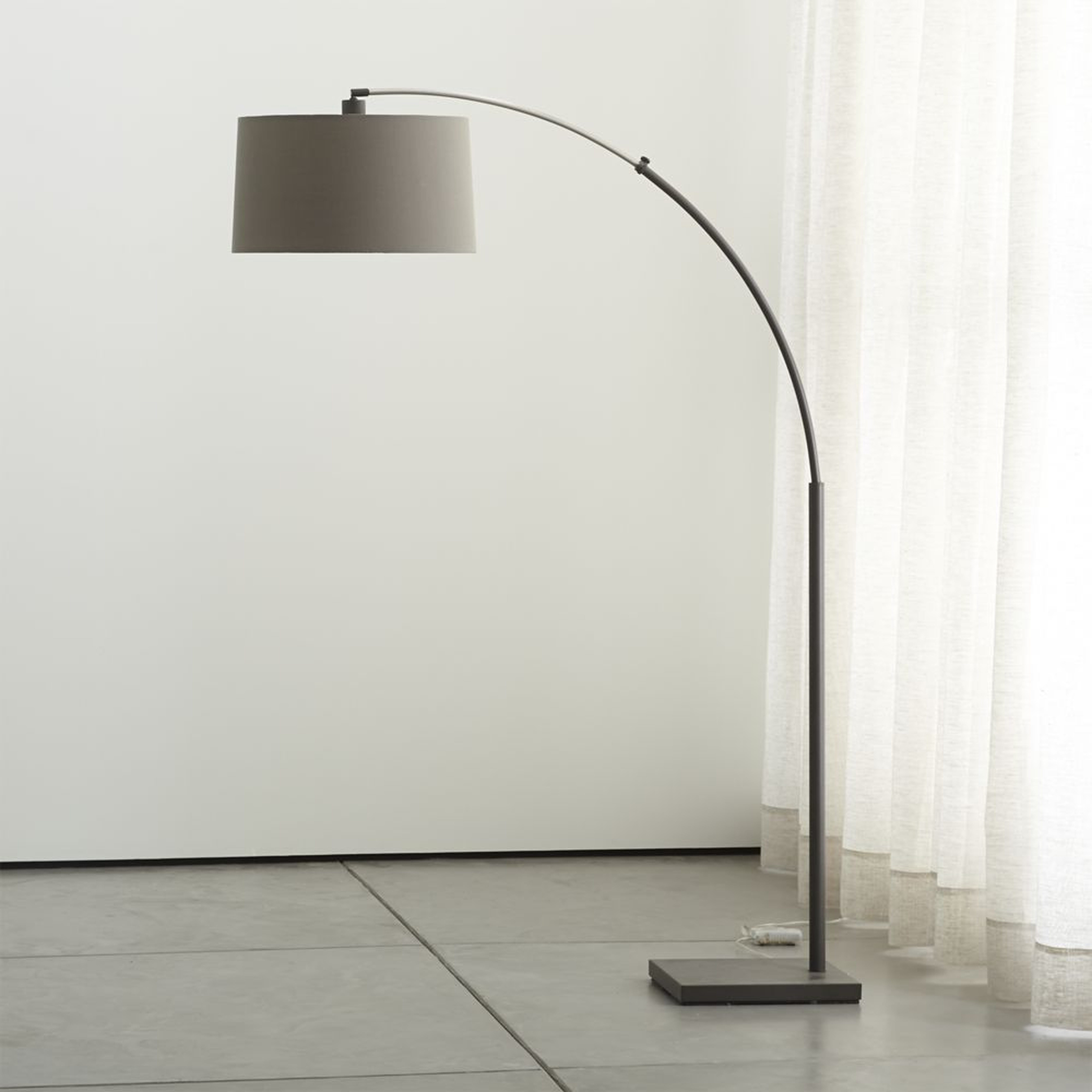 Dexter Arc Floor Lamp with Grey Shade - Crate and Barrel