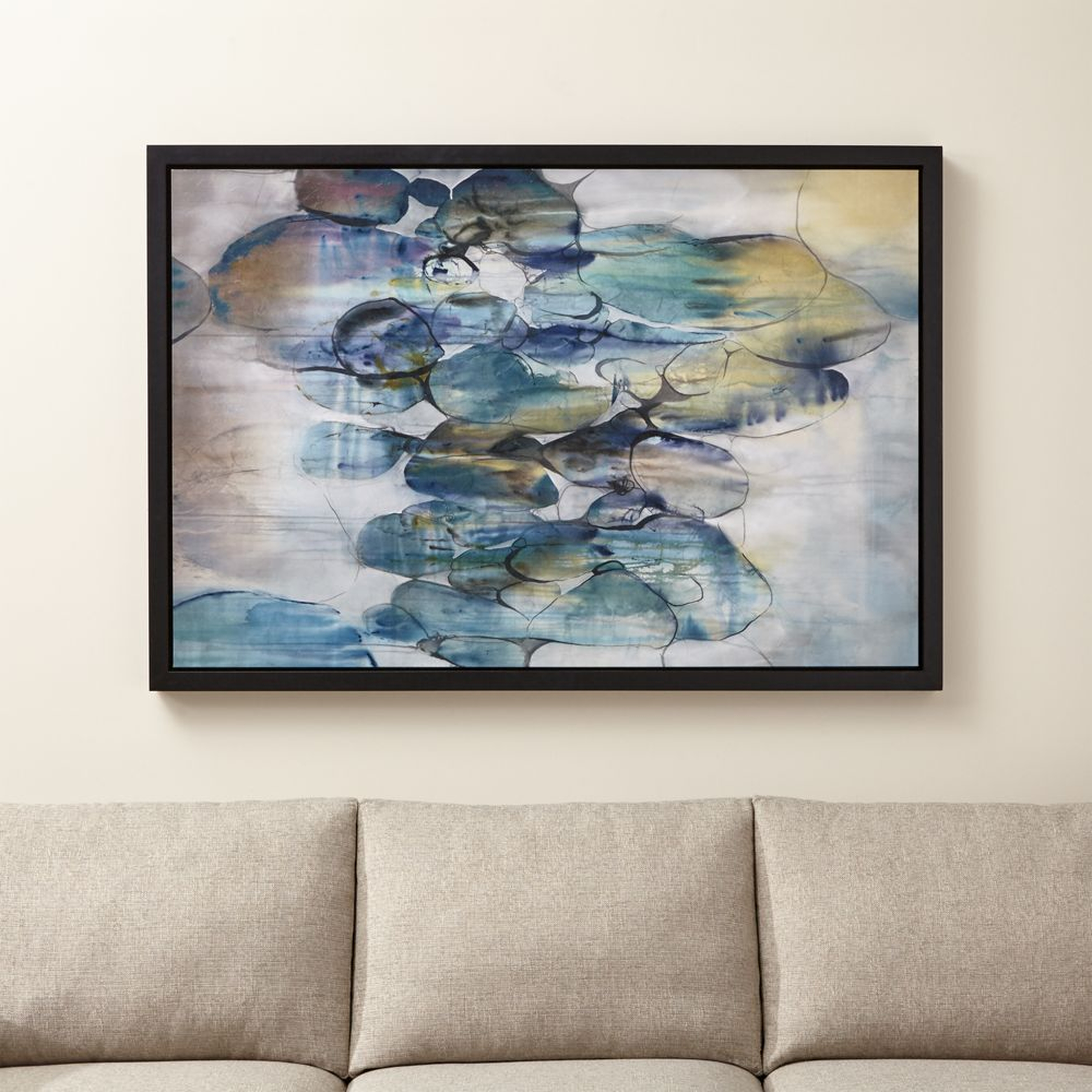 "Turquoise Assemblage" Framed Wall Art Print 64.5"x44.5" by Kari Taylor - Crate and Barrel