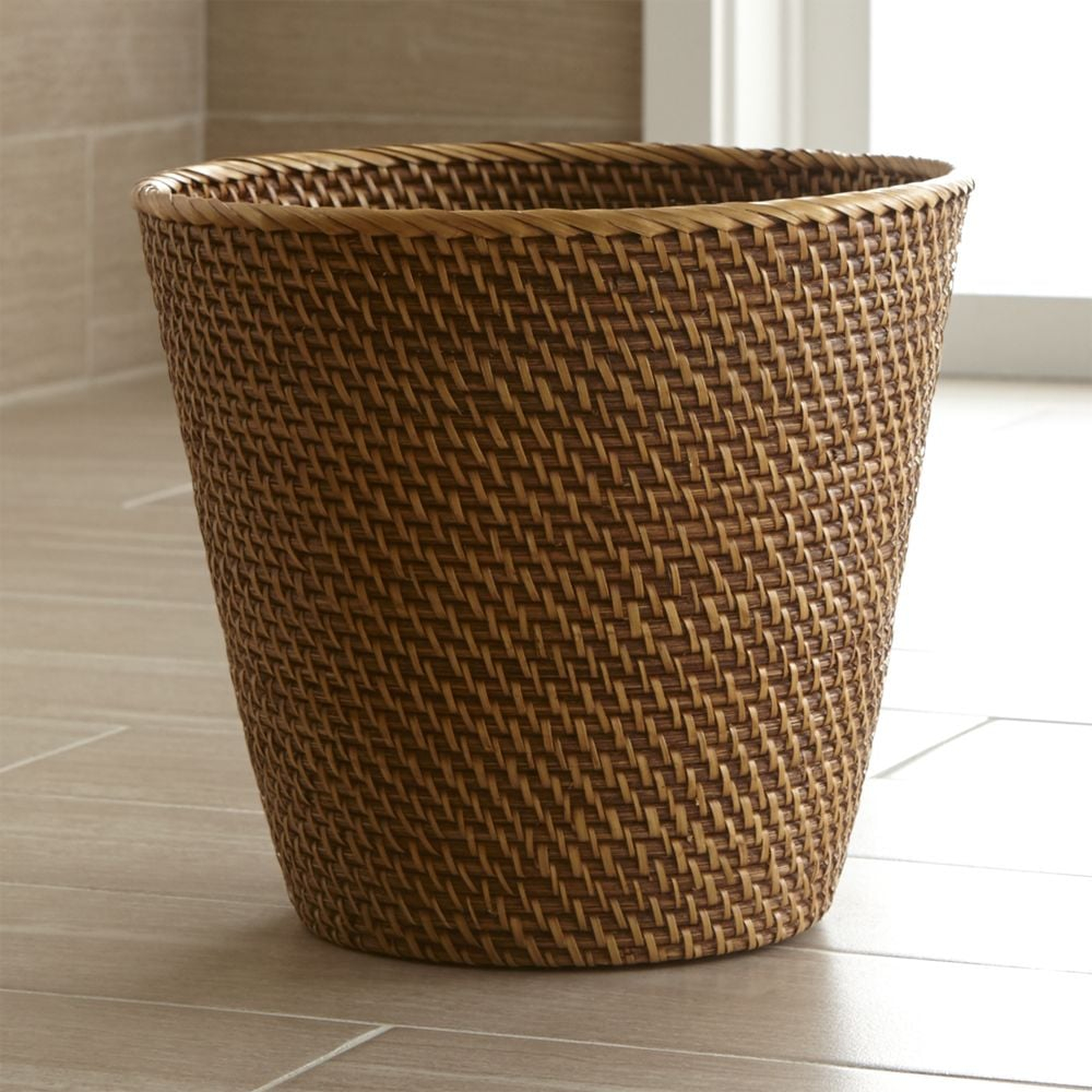 Sedona Honey Tapered Waste Basket/Trash Can - Crate and Barrel