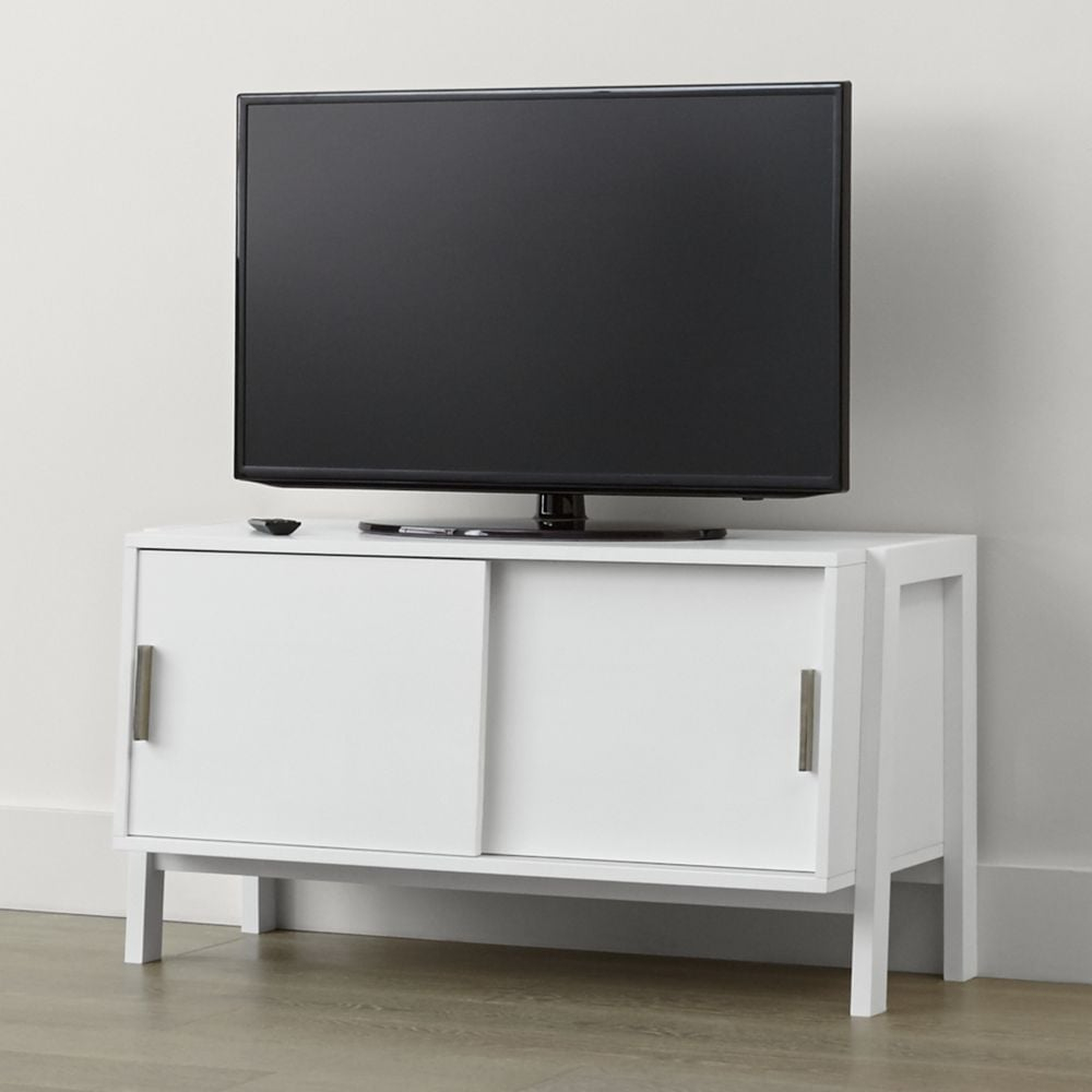 Sawyer Low White Media Stand - Crate and Barrel