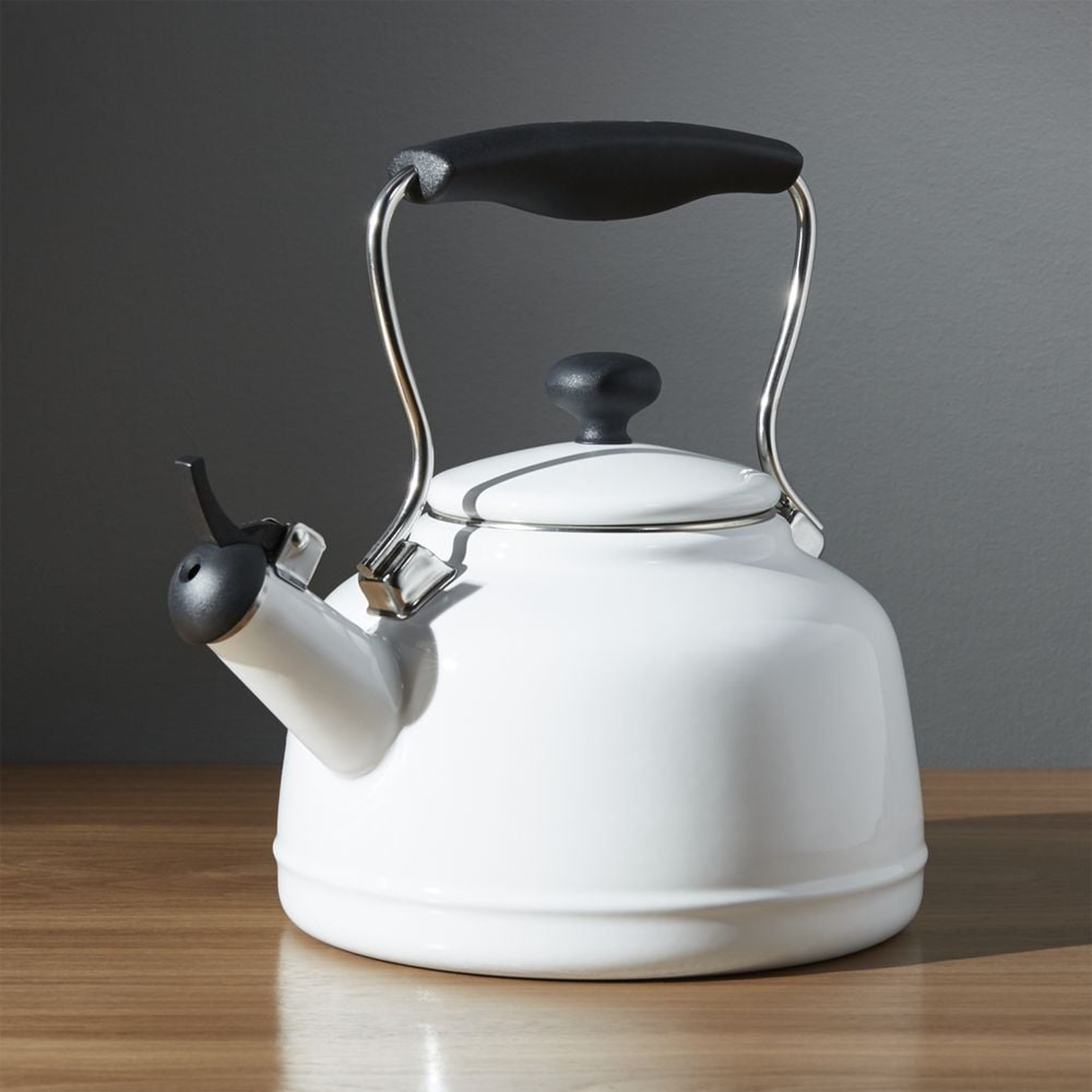 Chantal ®  Vintage White Steel Enamel Tea Kettle - Crate and Barrel