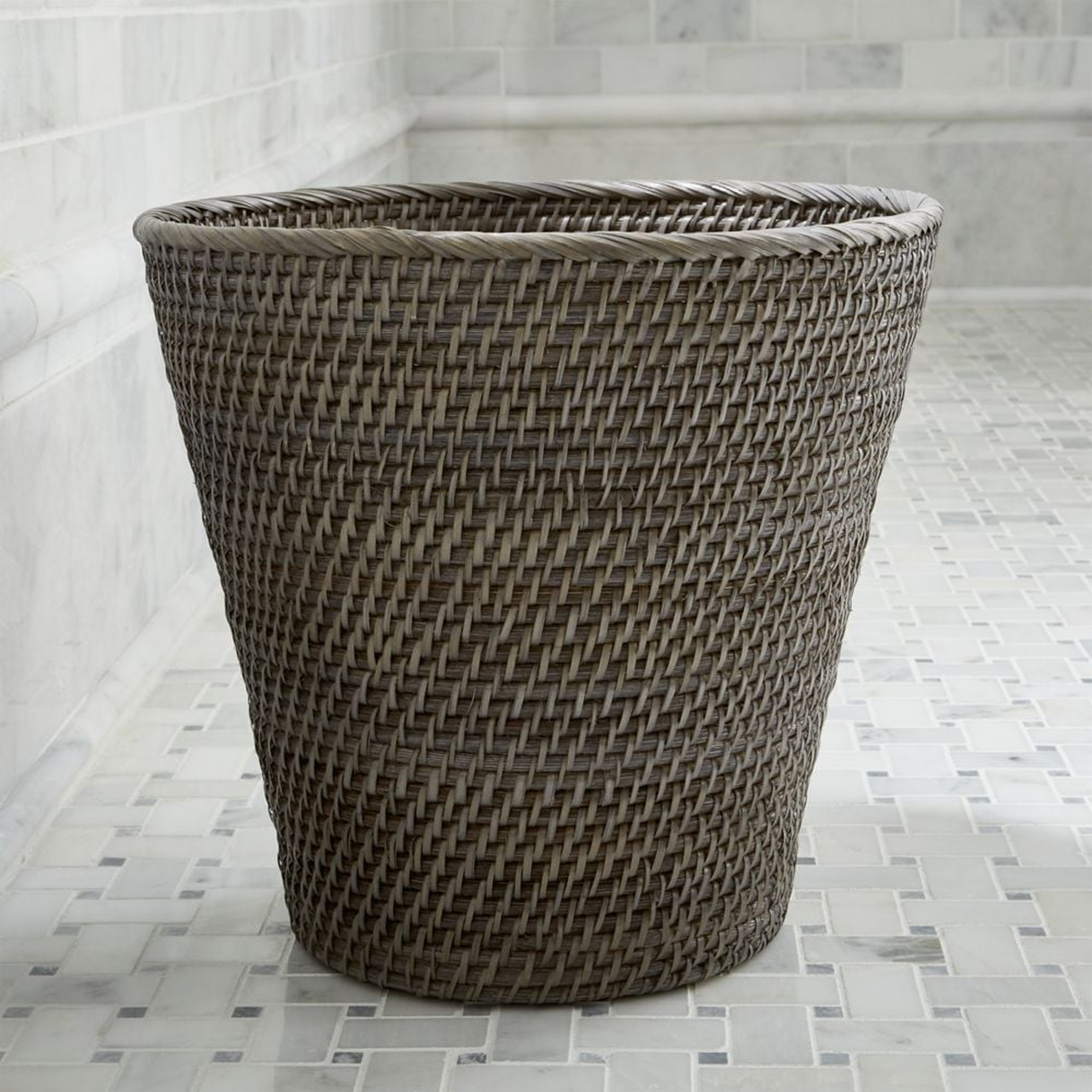 Sedona Grey Tapered Waste Basket/Trash Can - Crate and Barrel