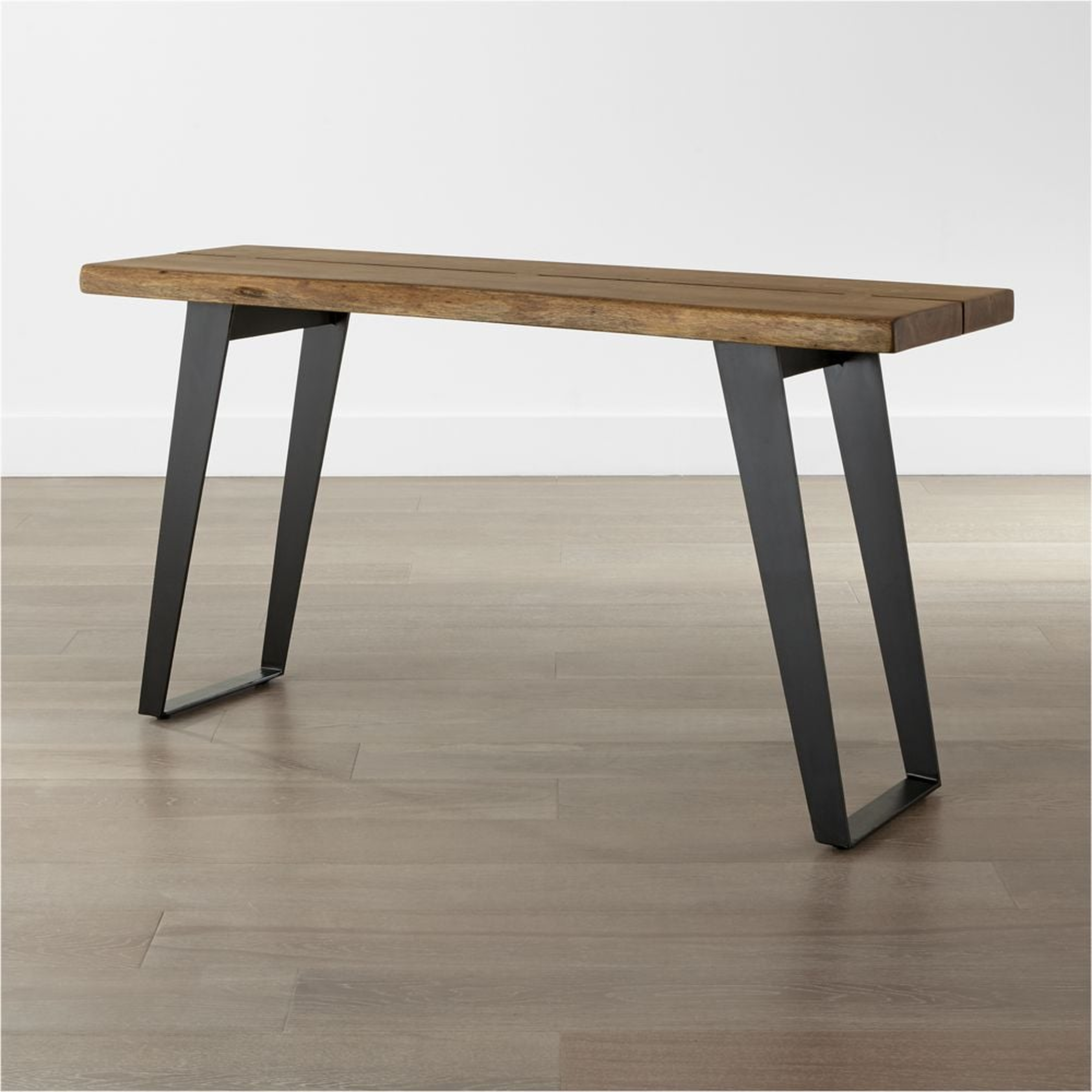 Yukon 57" Rectangular Warm Acacia Live Edge Solid Wood and Metal Console Table - Crate and Barrel