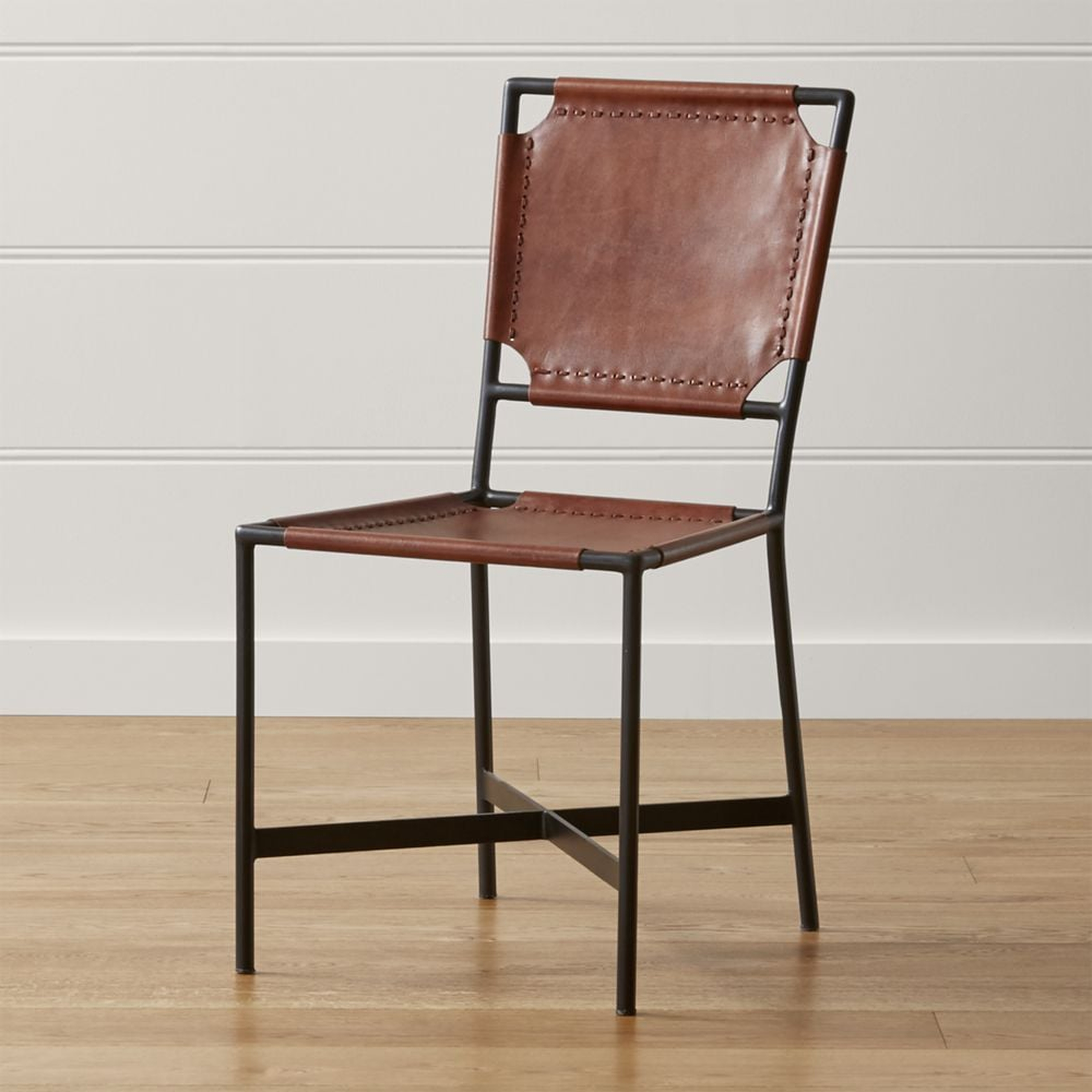 Laredo Brown Leather Dining Chair - Crate and Barrel