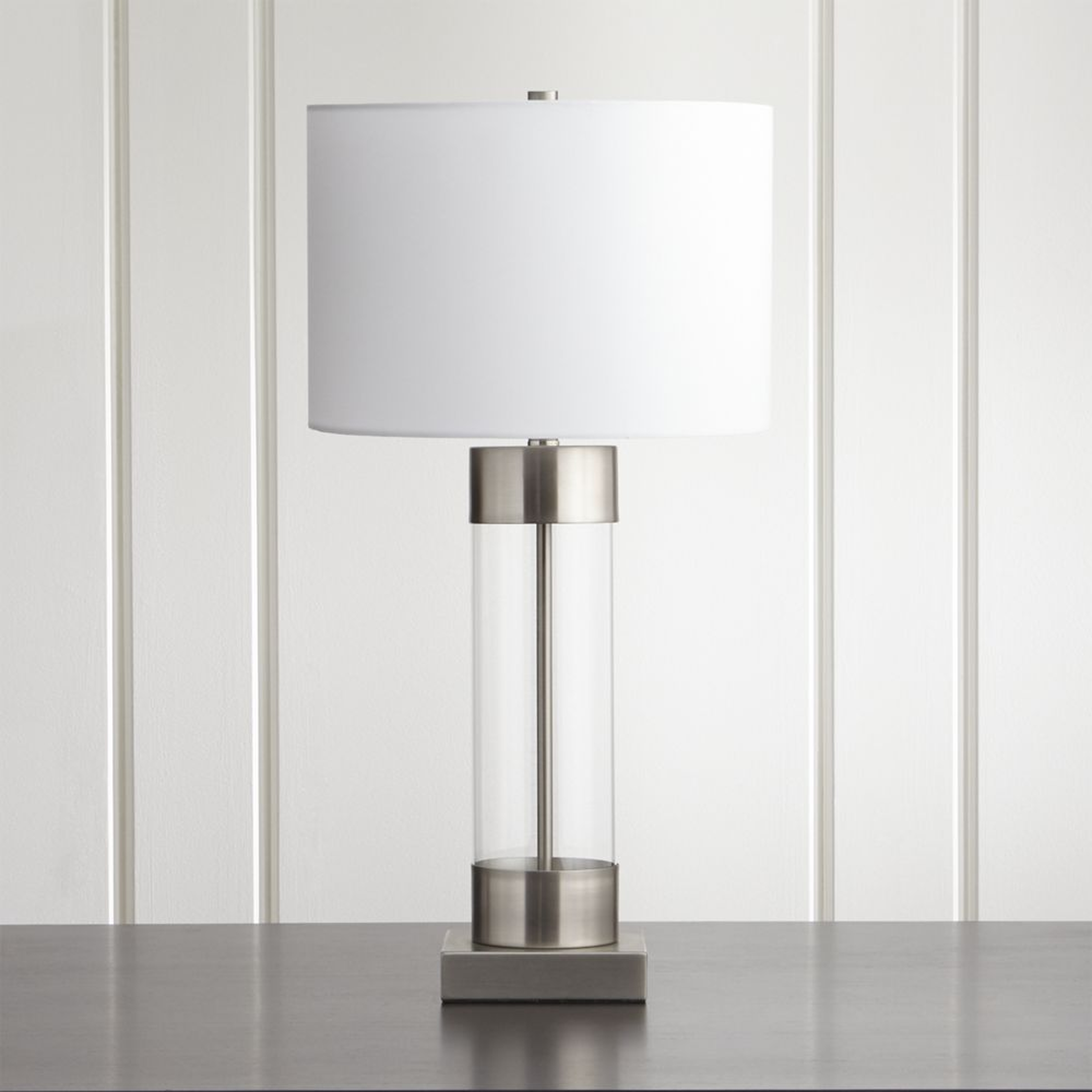 Avenue Nickel Table Lamp with USB Port - Crate and Barrel