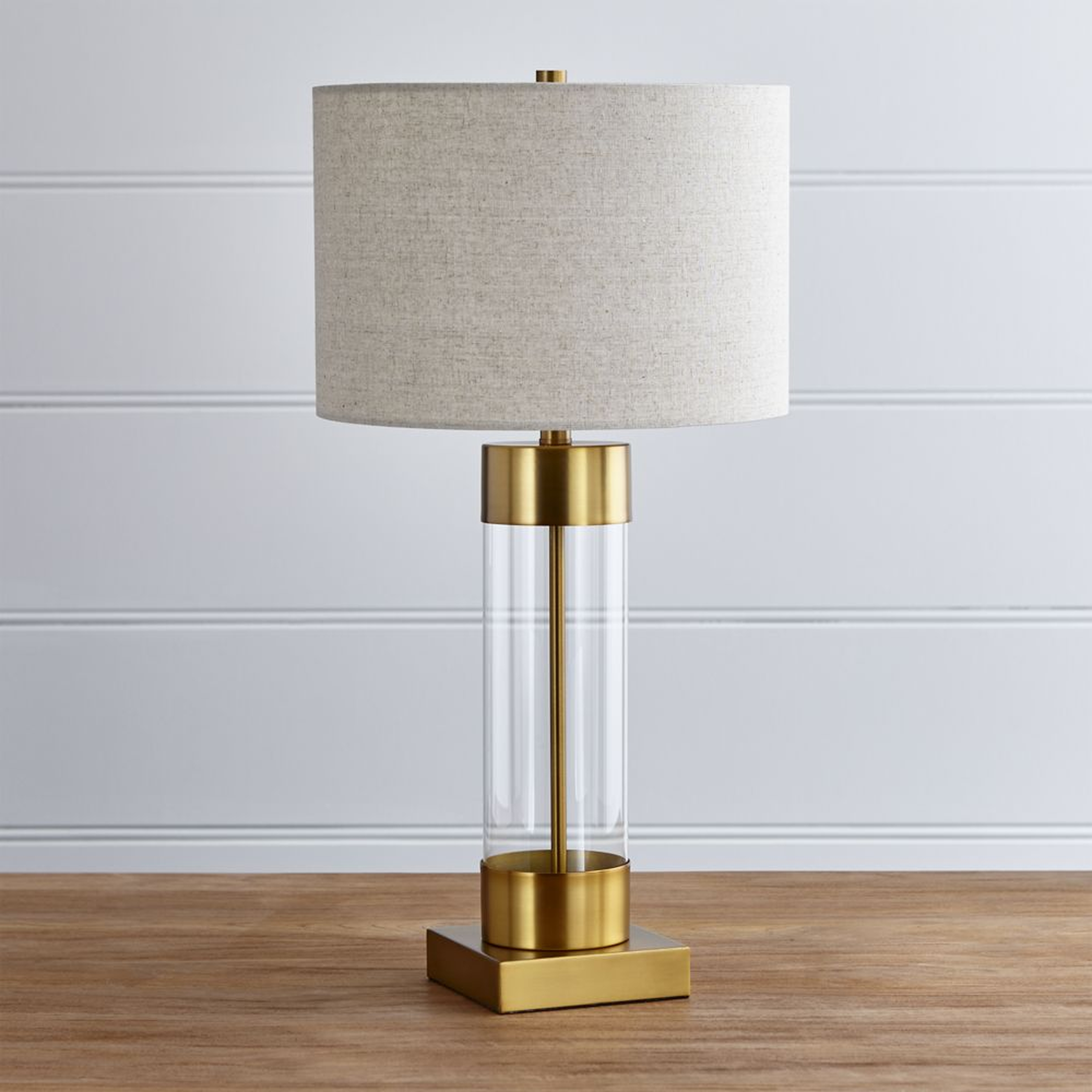 Avenue Brass Table Lamp with USB Port - Crate and Barrel