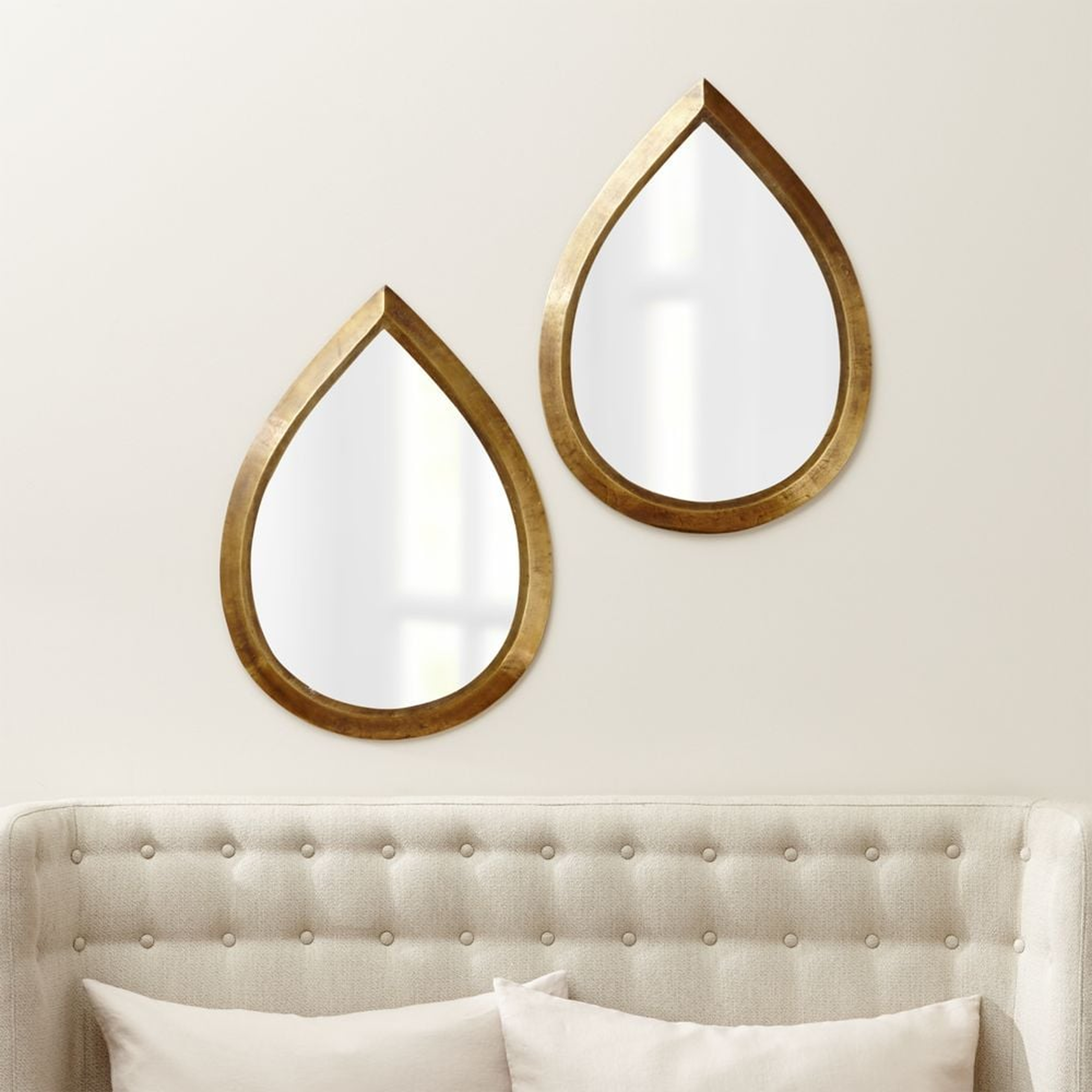 Kasbah Teardrop Brass Wall Mirrors, Set of 2 - Crate and Barrel