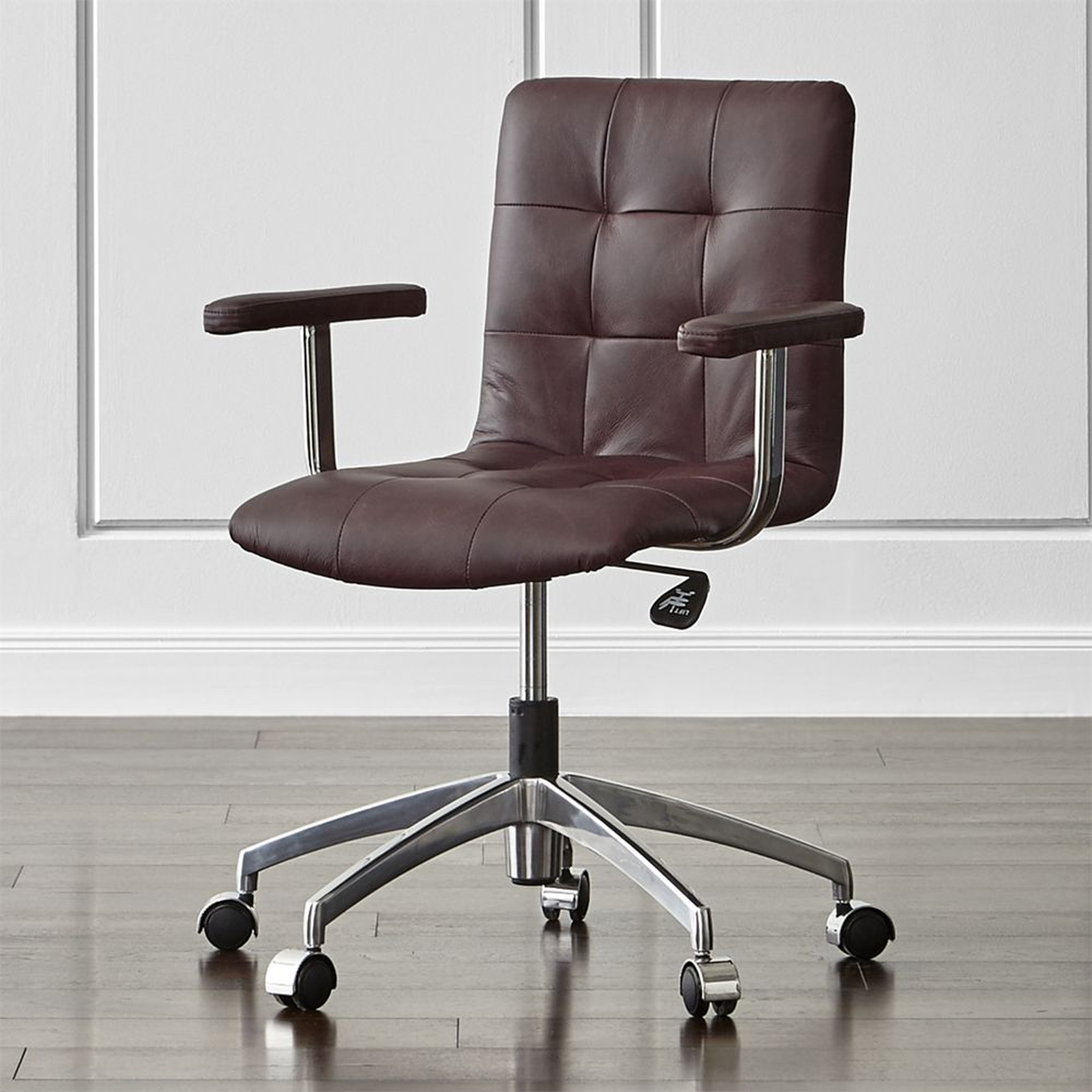 Navigator Saddle Brown Leather Office Chair - Crate and Barrel