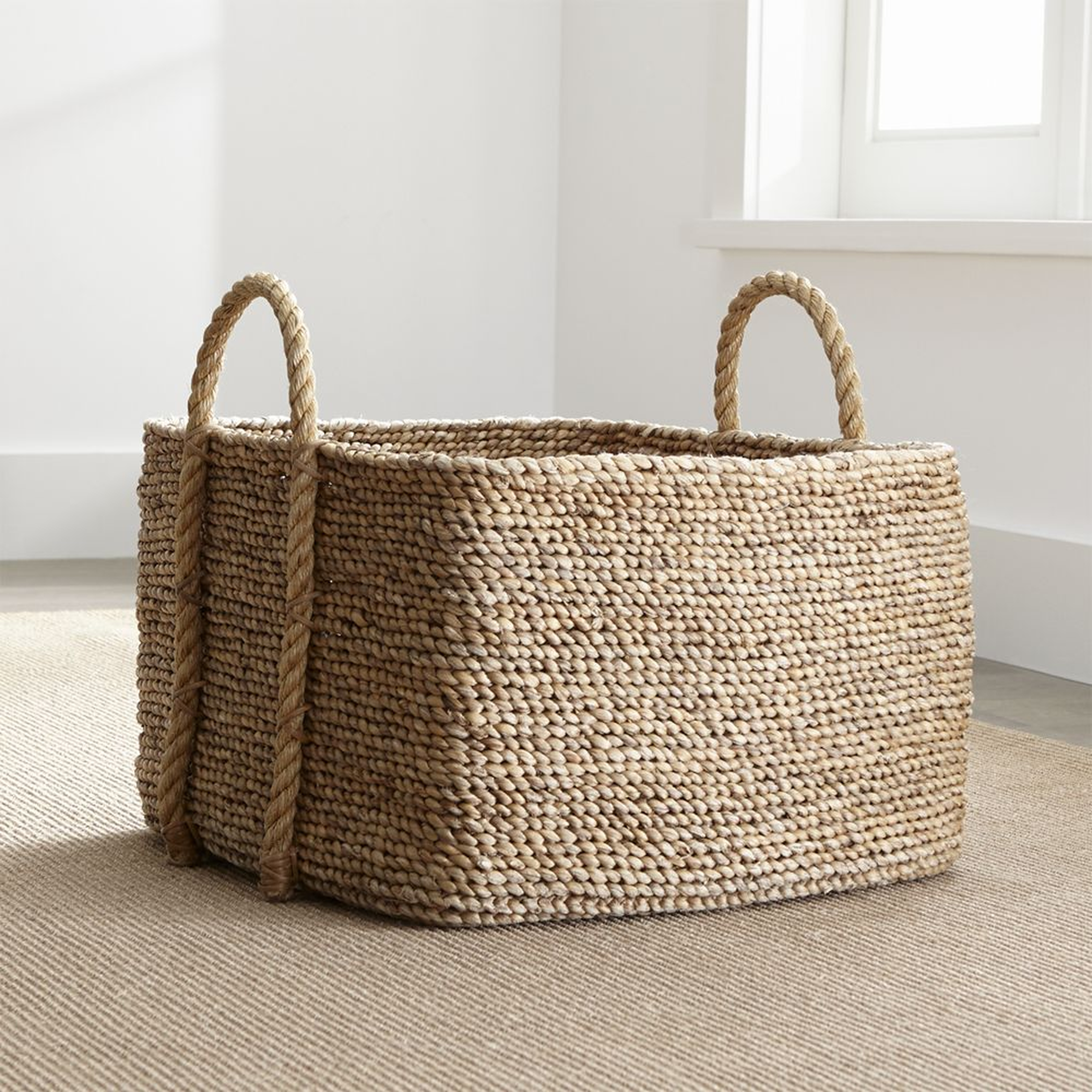 Tyler Square Basket With Rope Handle Low - Crate and Barrel