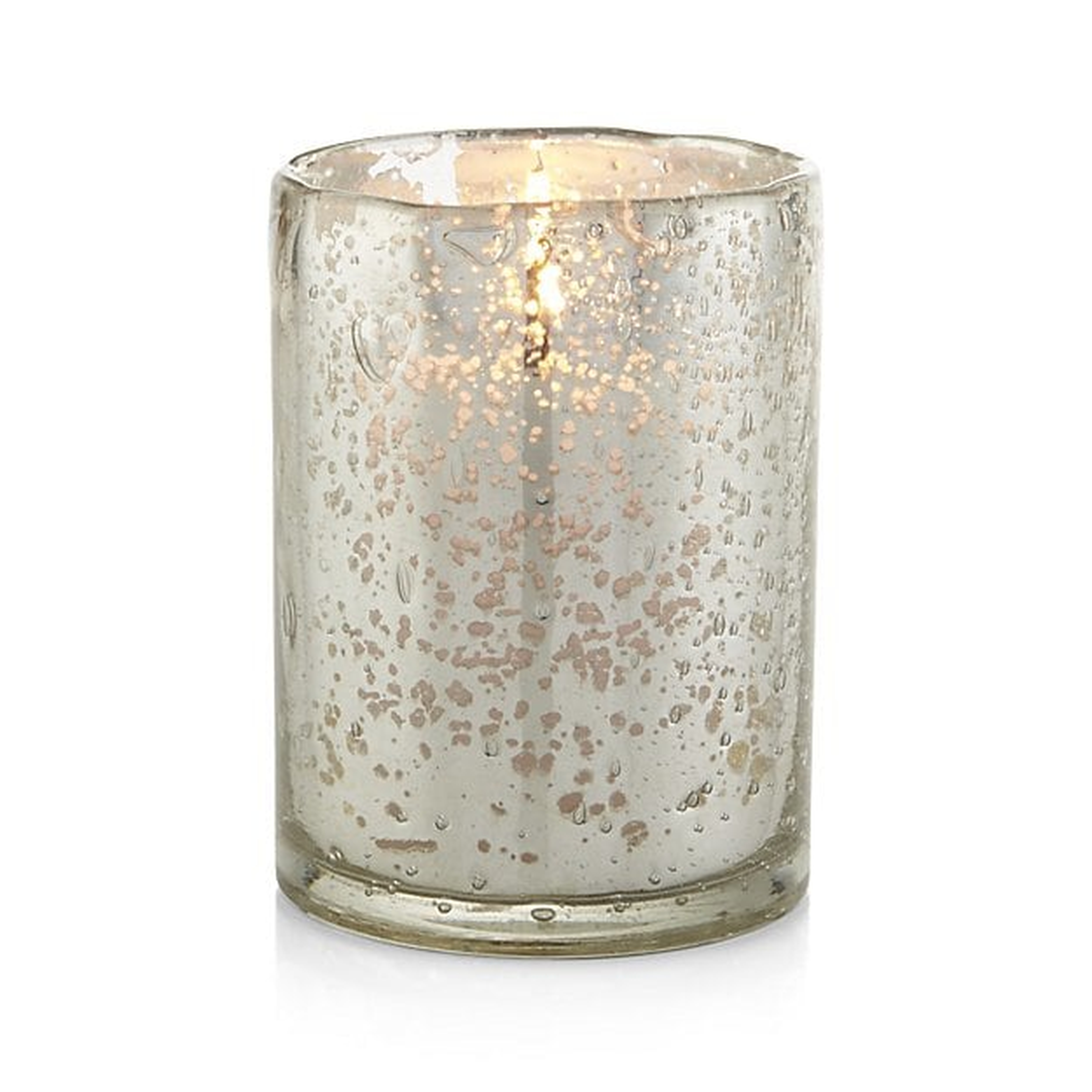 Bubbled Silver Glass Hurricane Candle Holder - Crate and Barrel