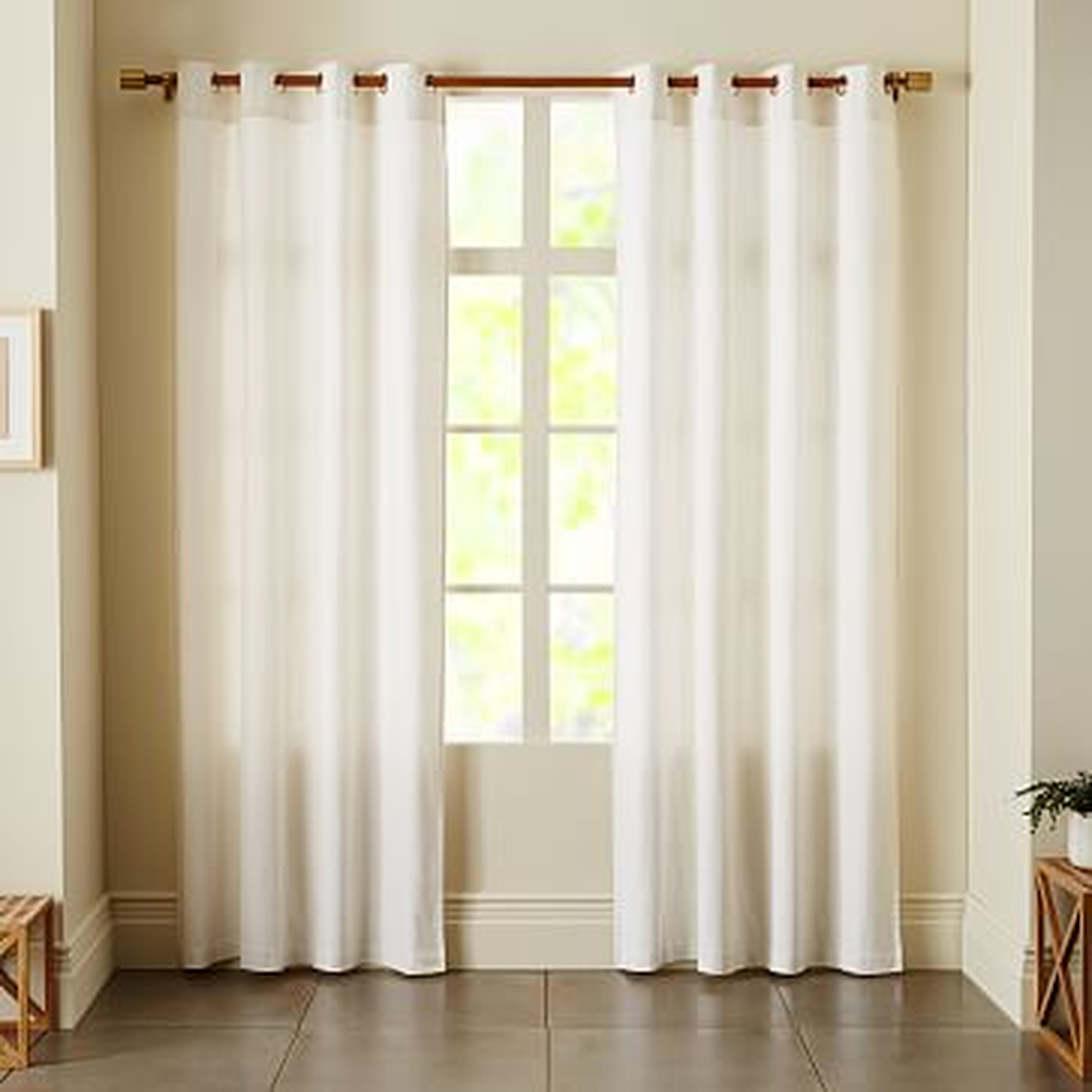 Opaque Linen Curtain With Grommets, 96", White - West Elm